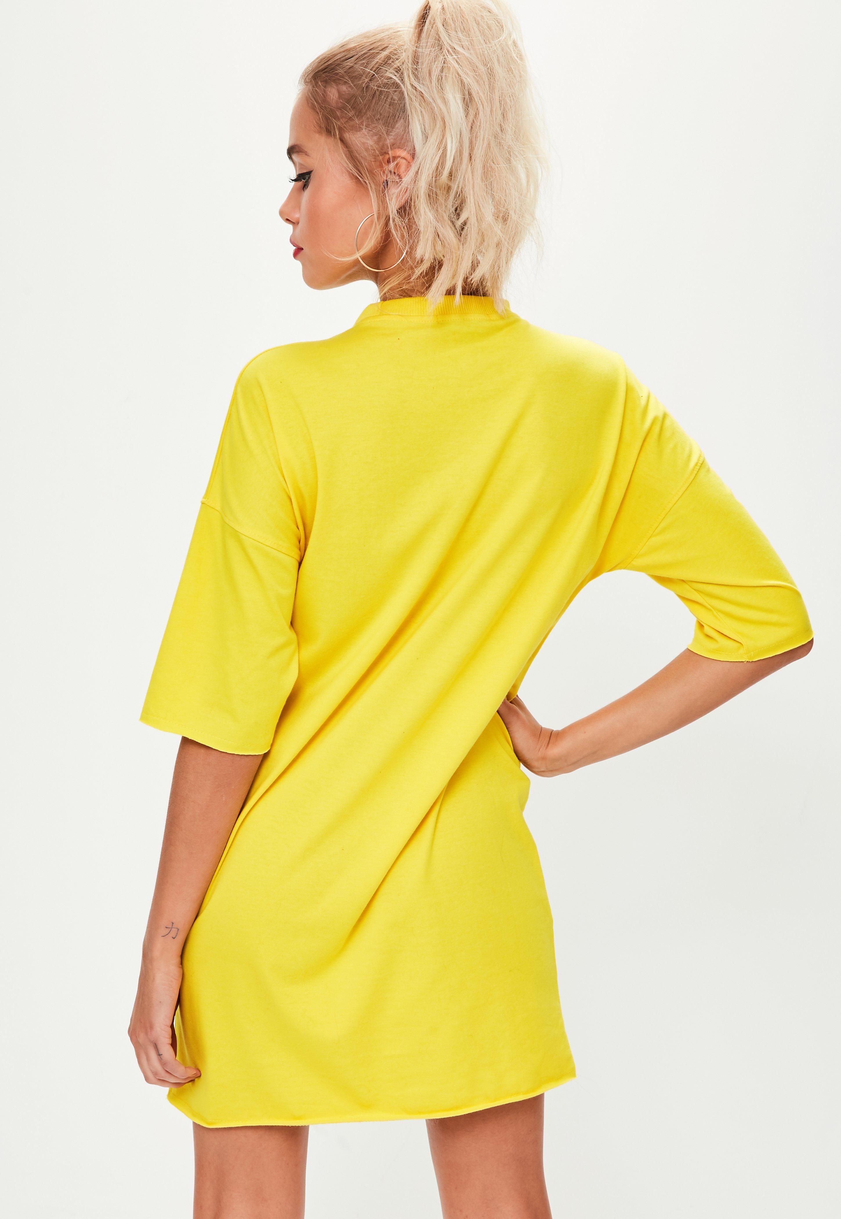 Lyst - Missguided Yellow Lace Up T Shirt Dress in Yellow