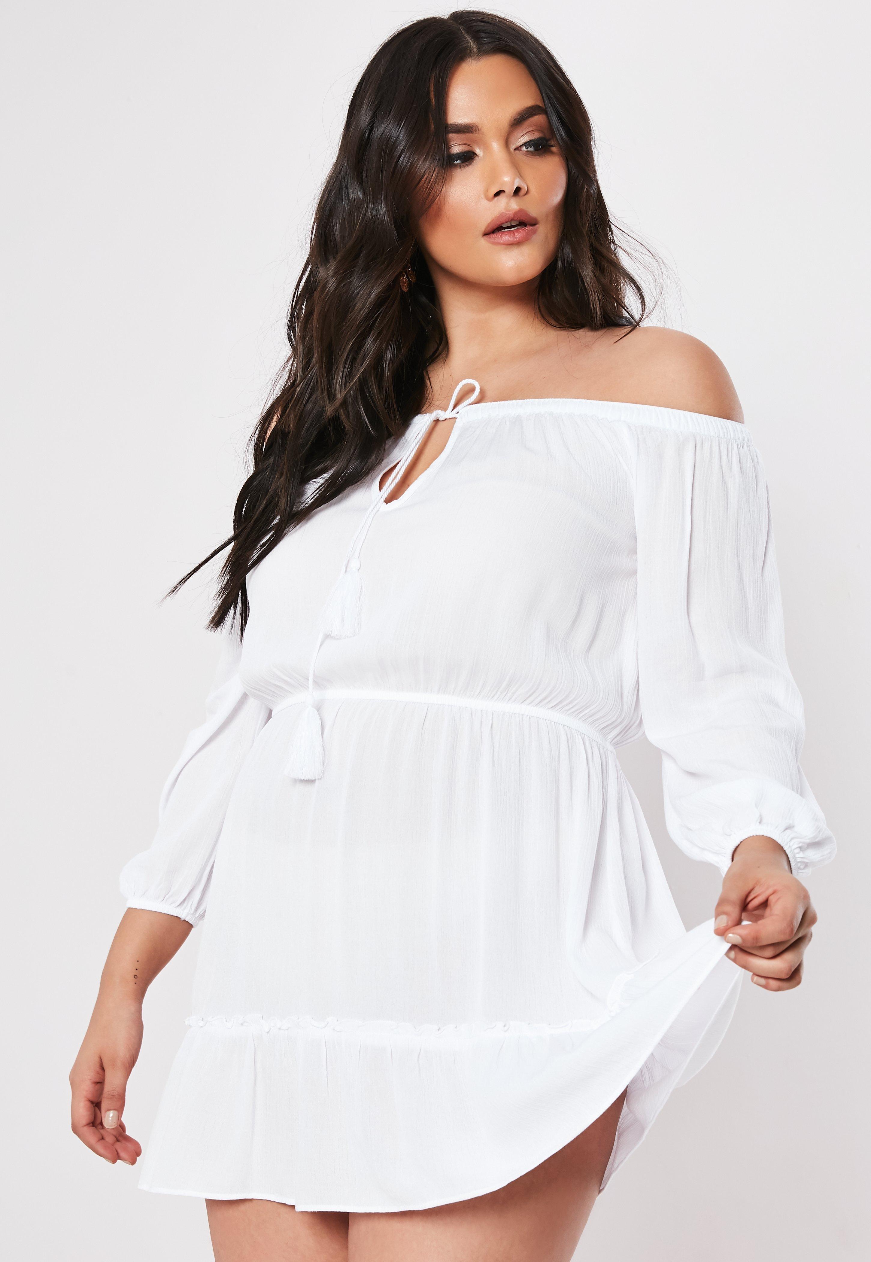 white bardot dress plus size