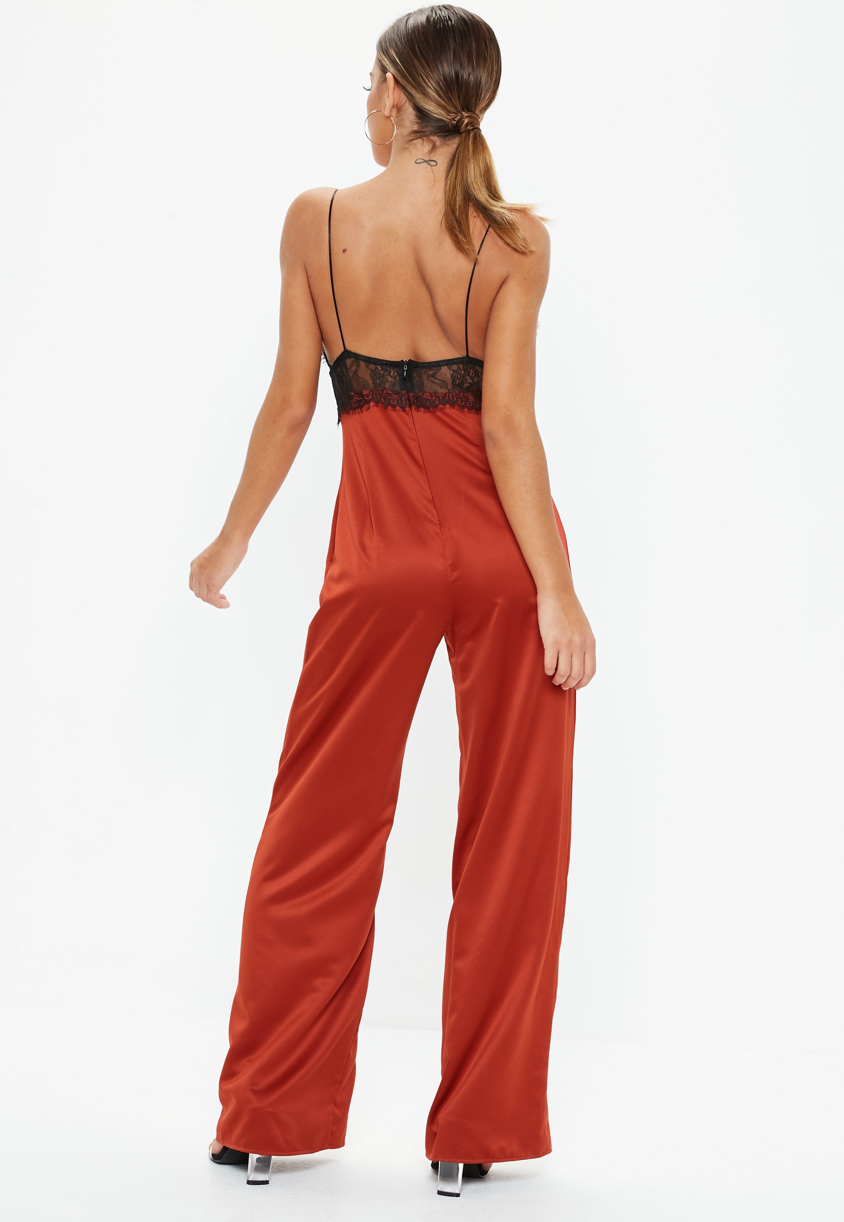 rust satin jumpsuit
