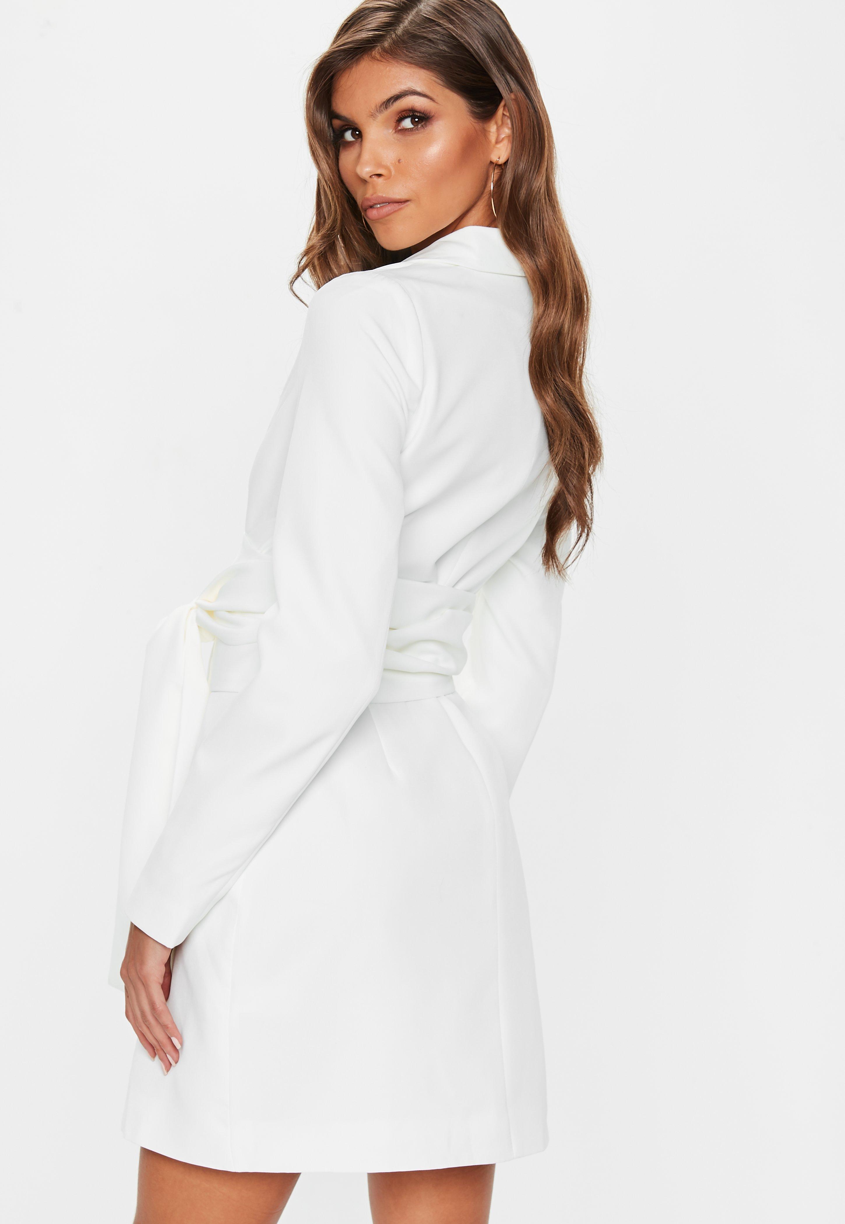 white wrap blazer dress