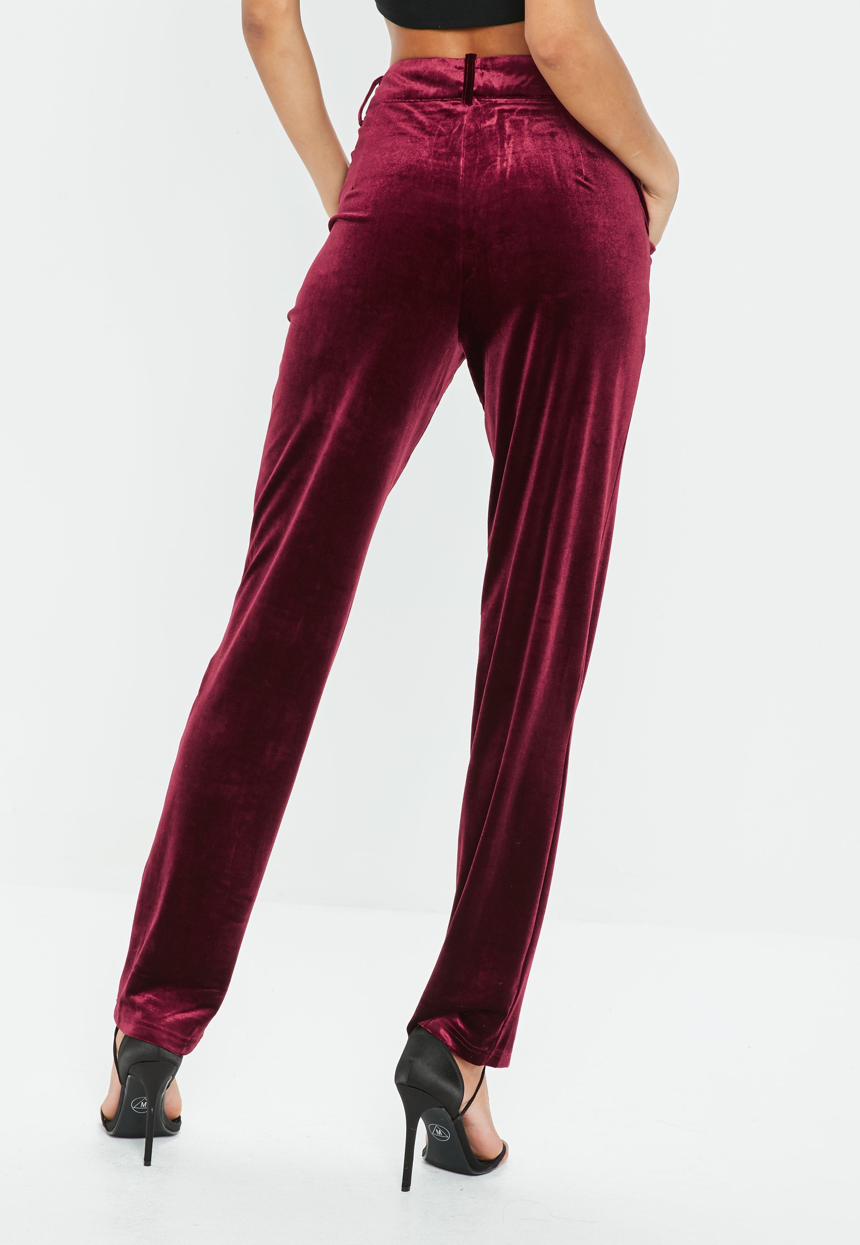 wine velvet pants