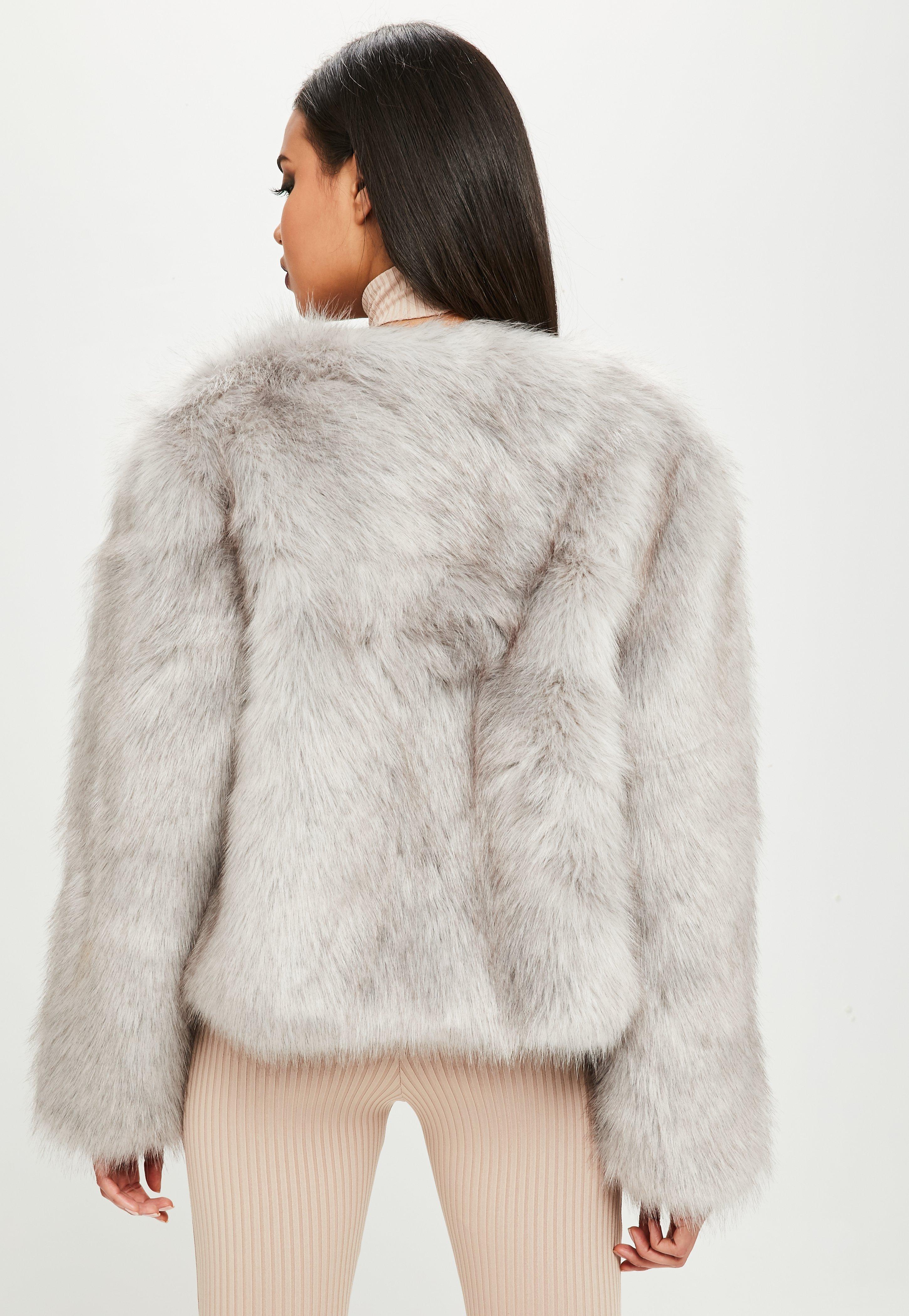 missguided grey fur jacket