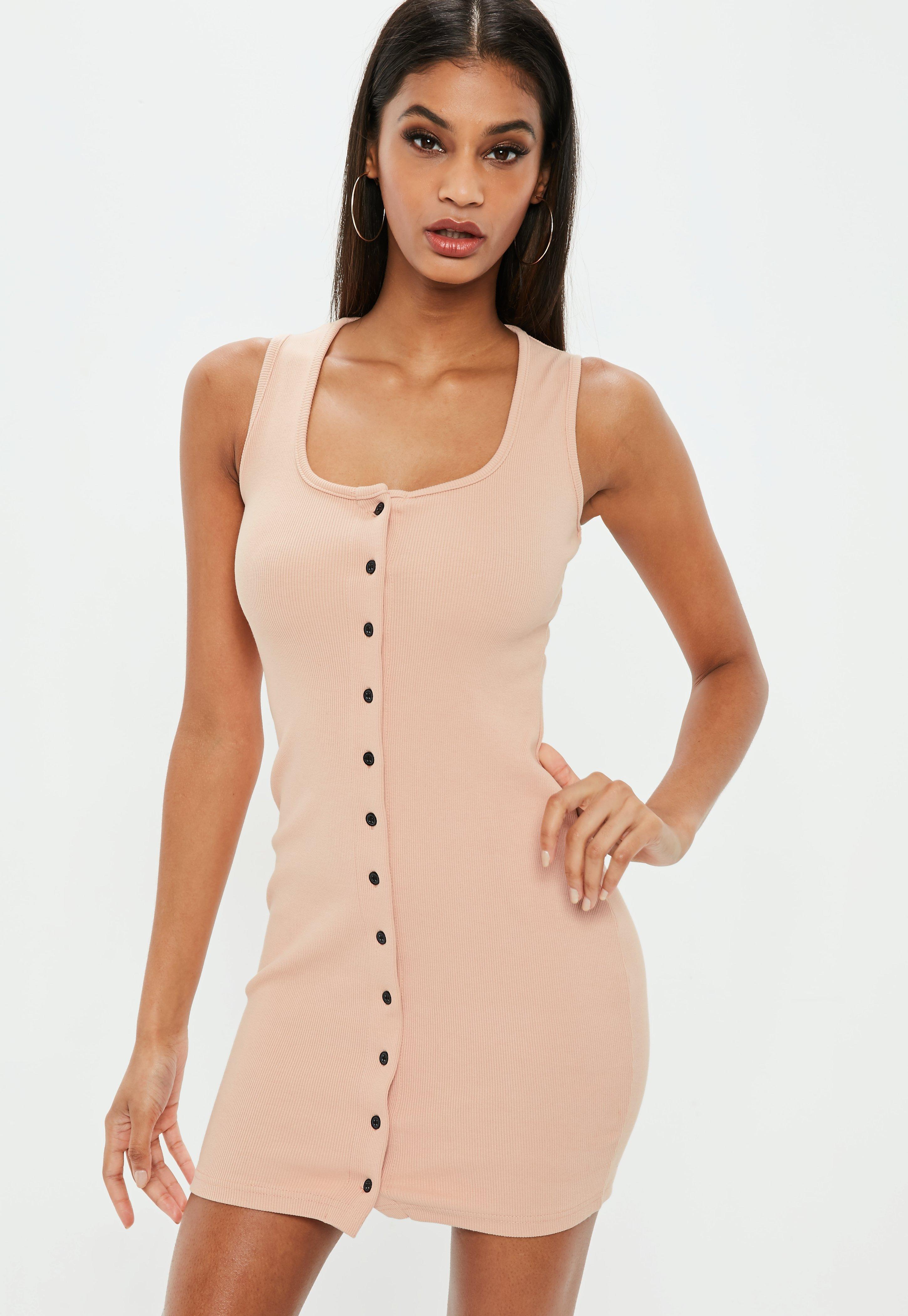 bodycon dress with button front