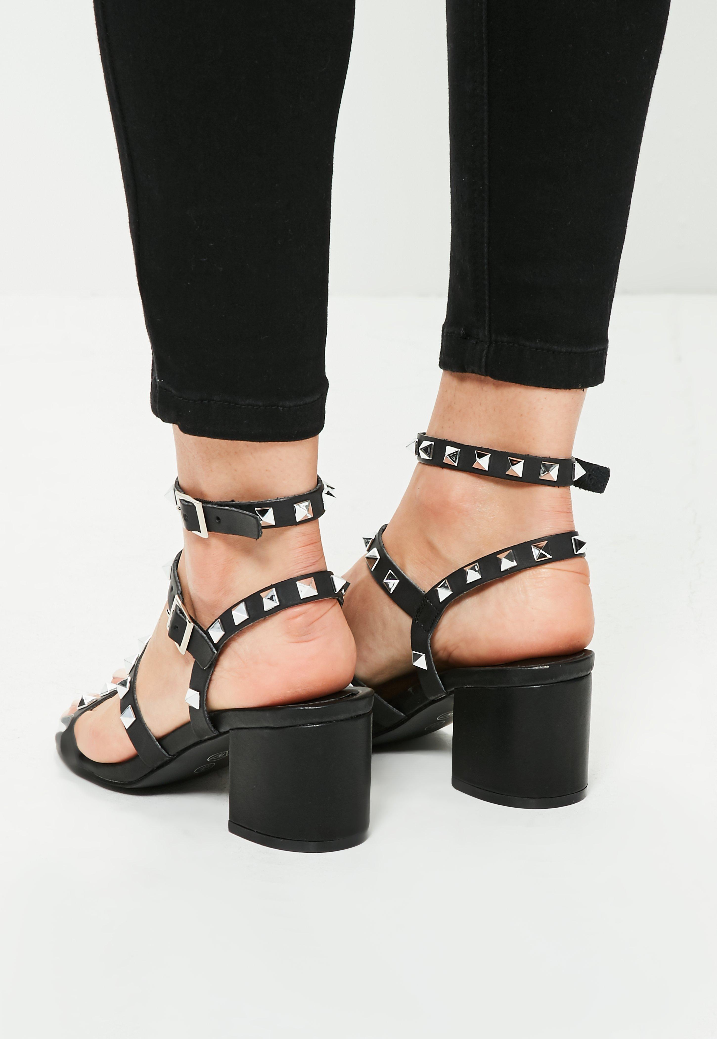 missguided studded block heel sandal