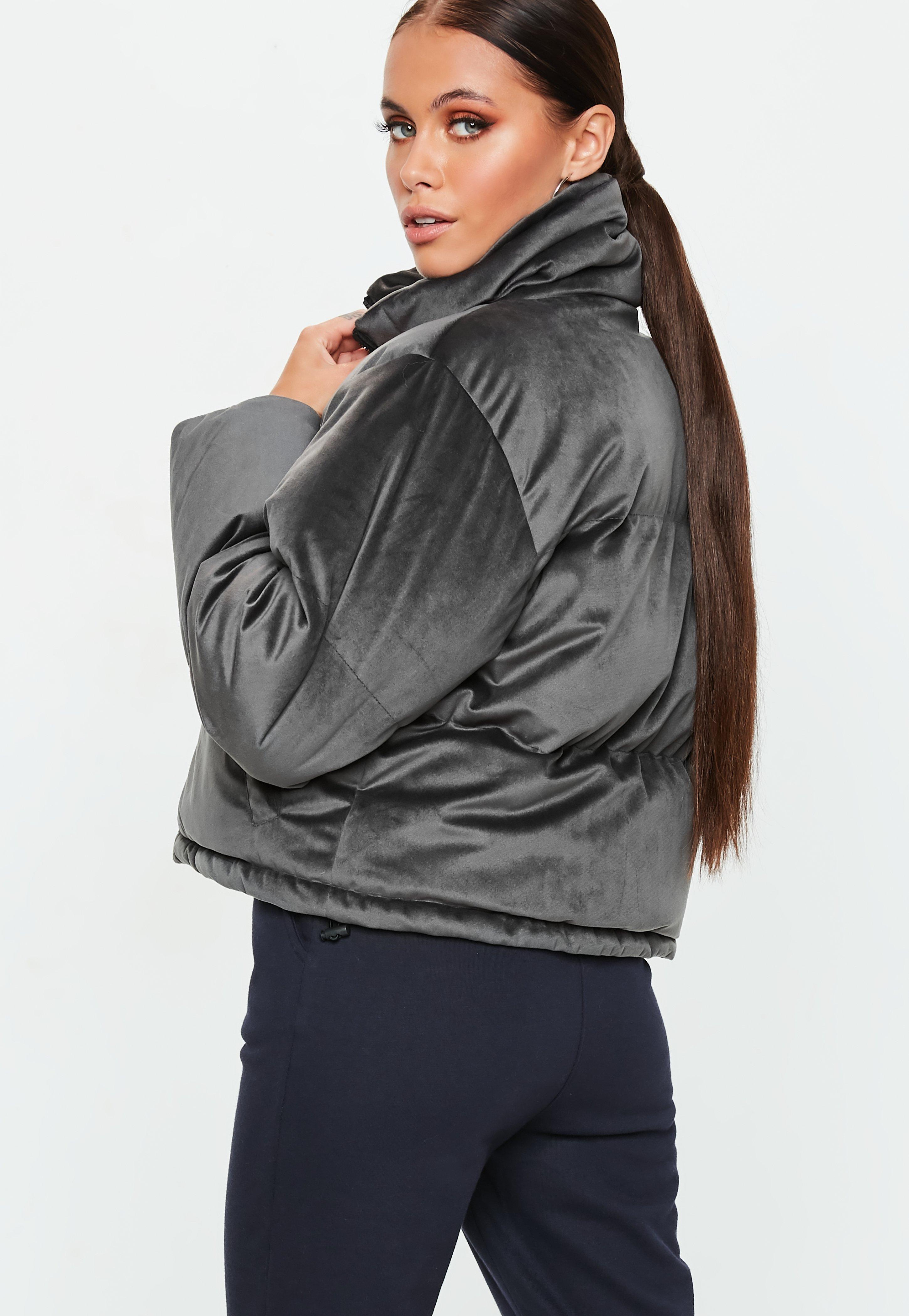 Grey Velvet Puffer Jacket Flash Sales 