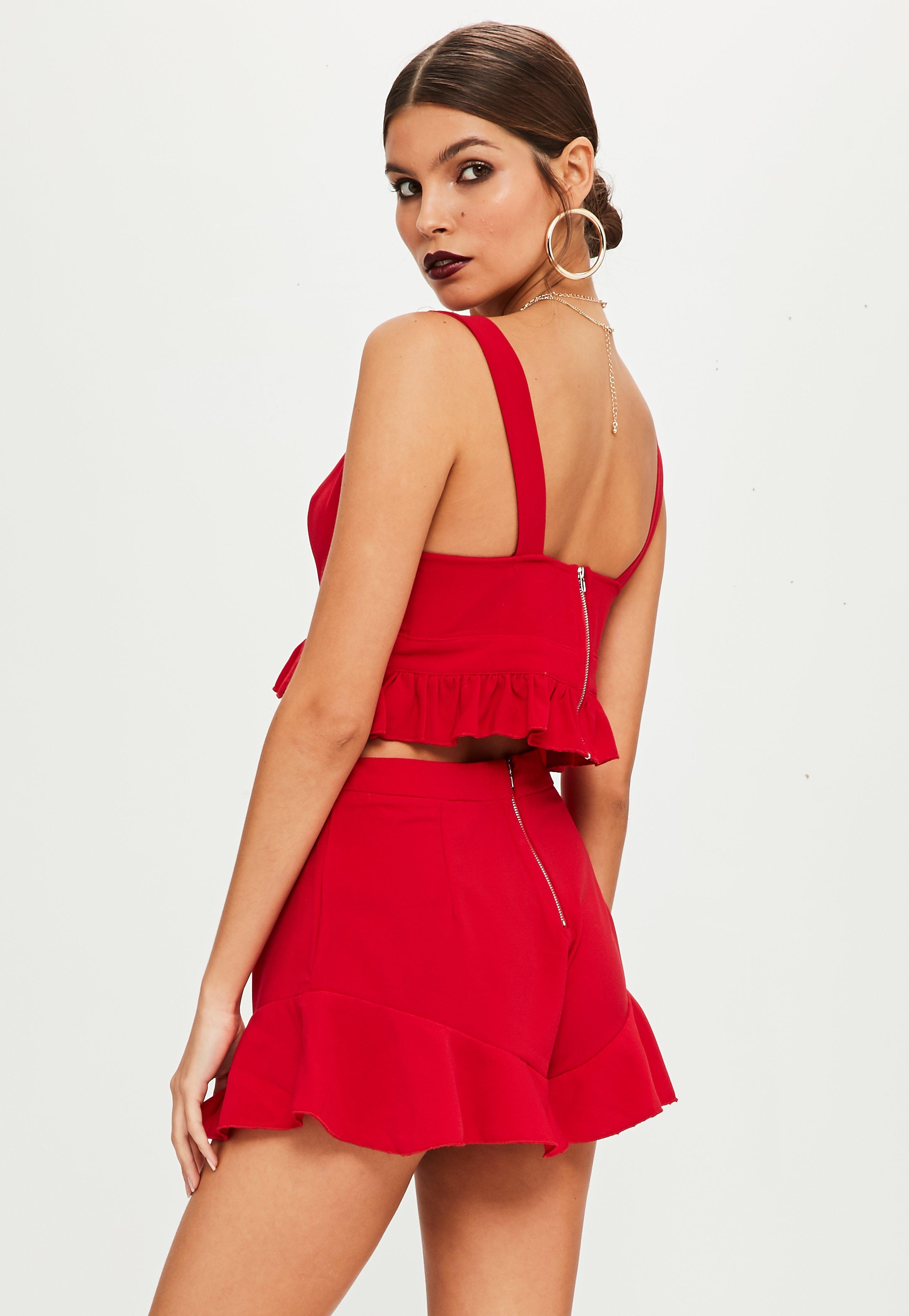 red shorts co ord