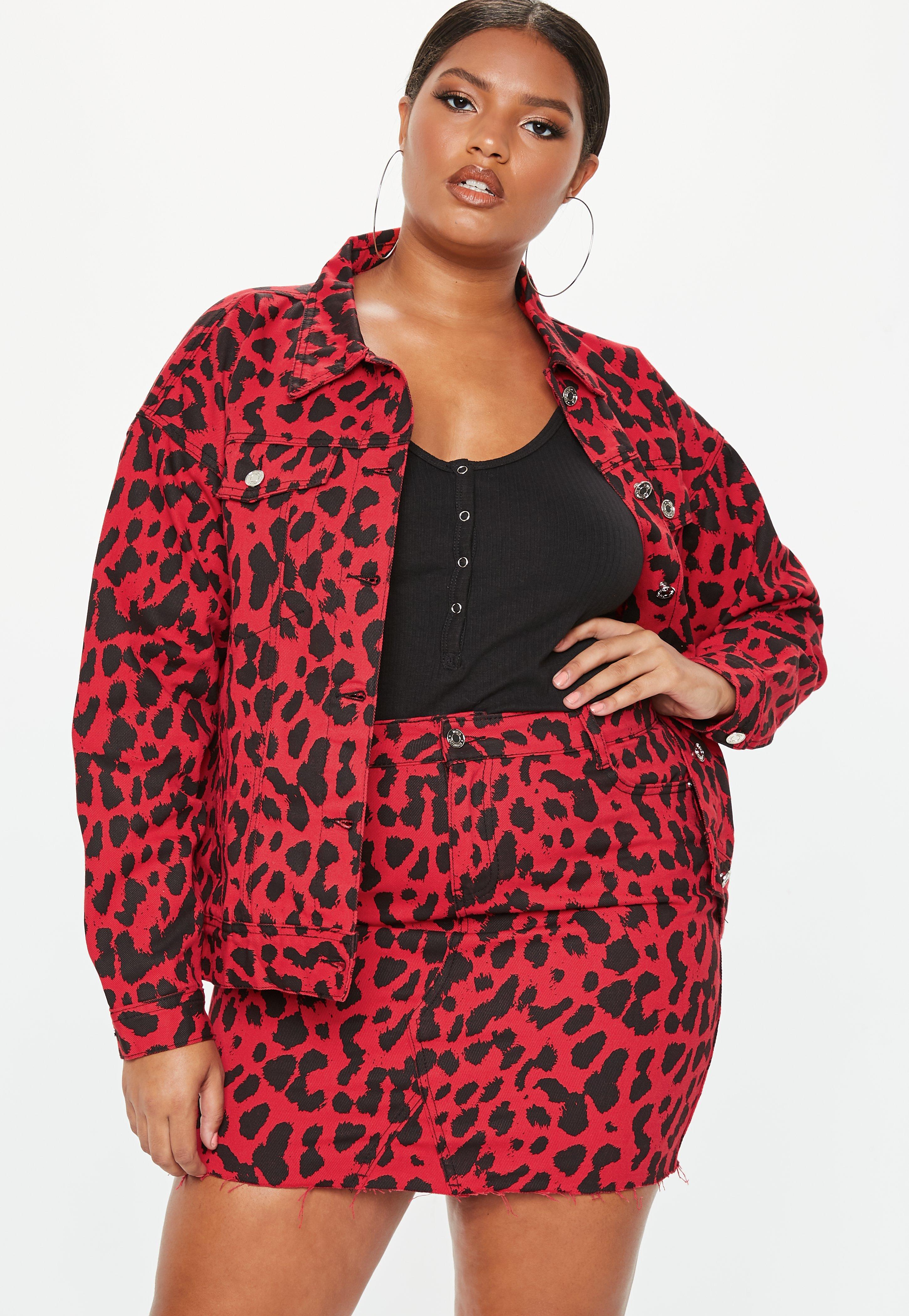 plus size red denim skirt