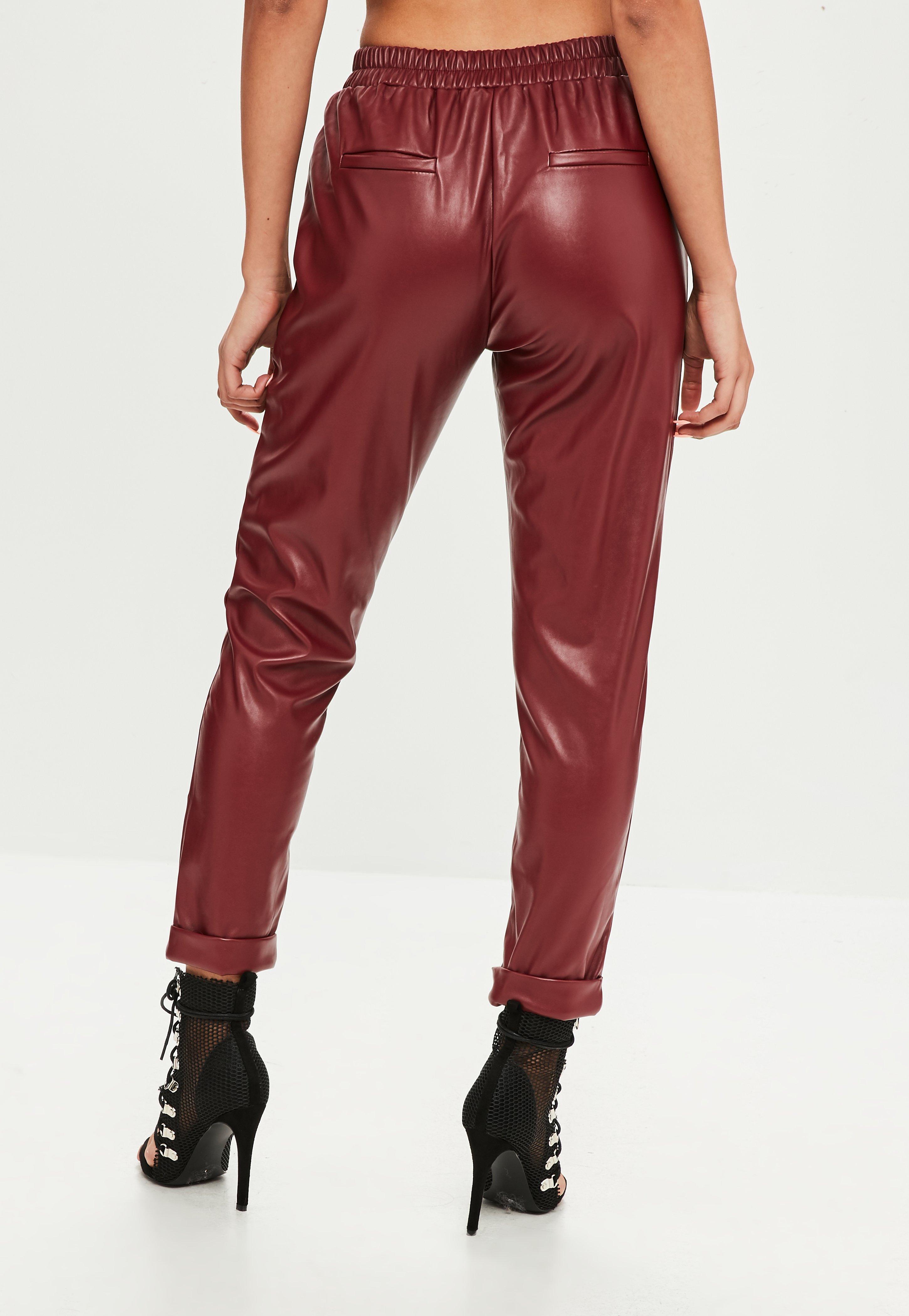 faux leather joggers womens