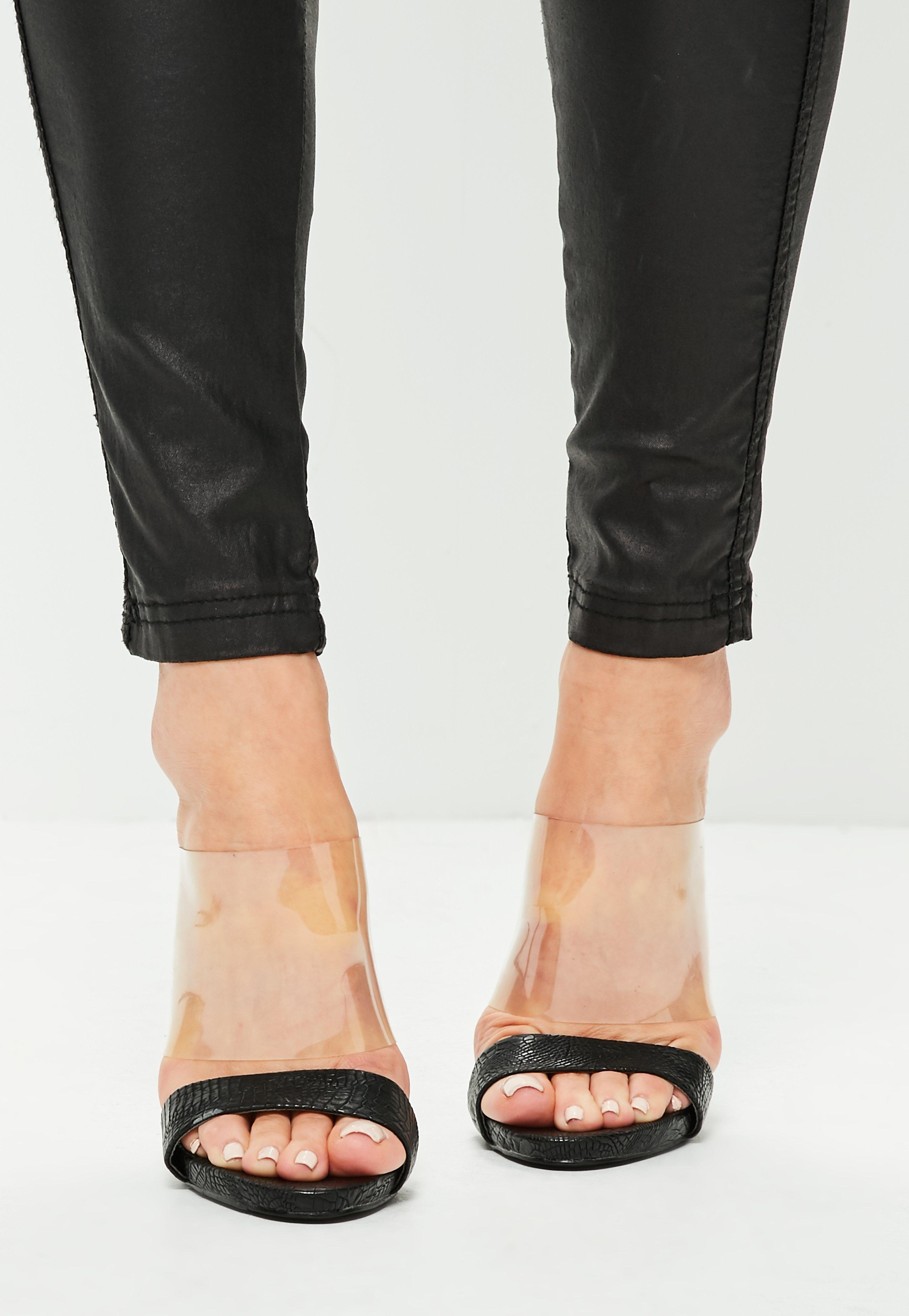 clear and black mules