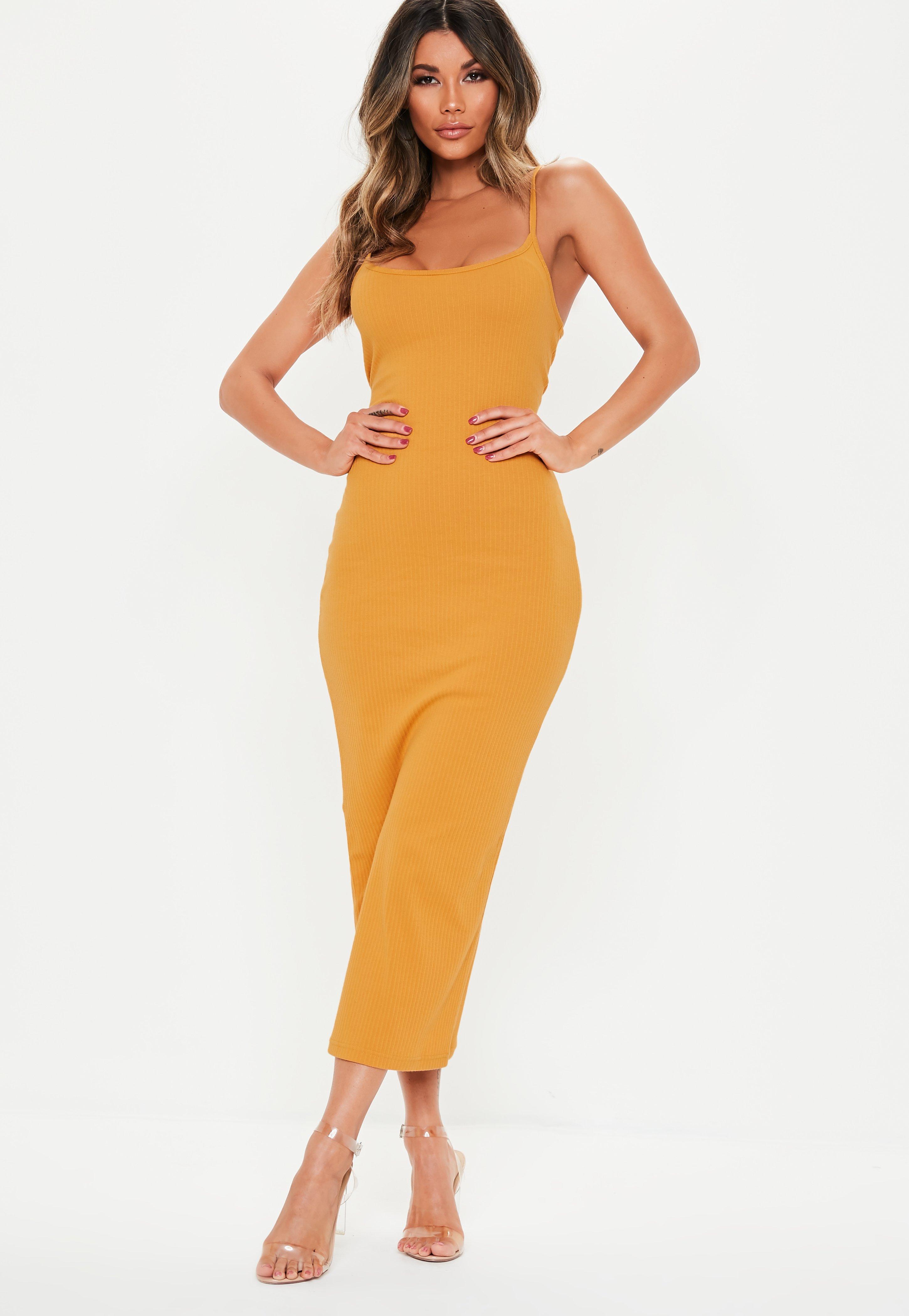 Missguided Synthetic Mustard Ribbed 