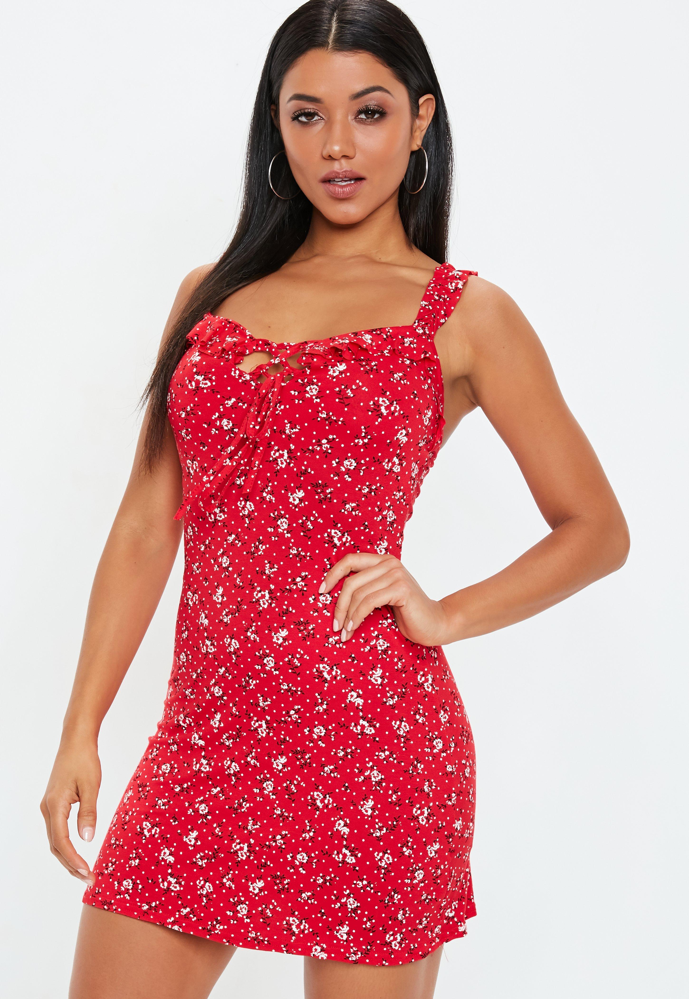 missguided red ruffle dress