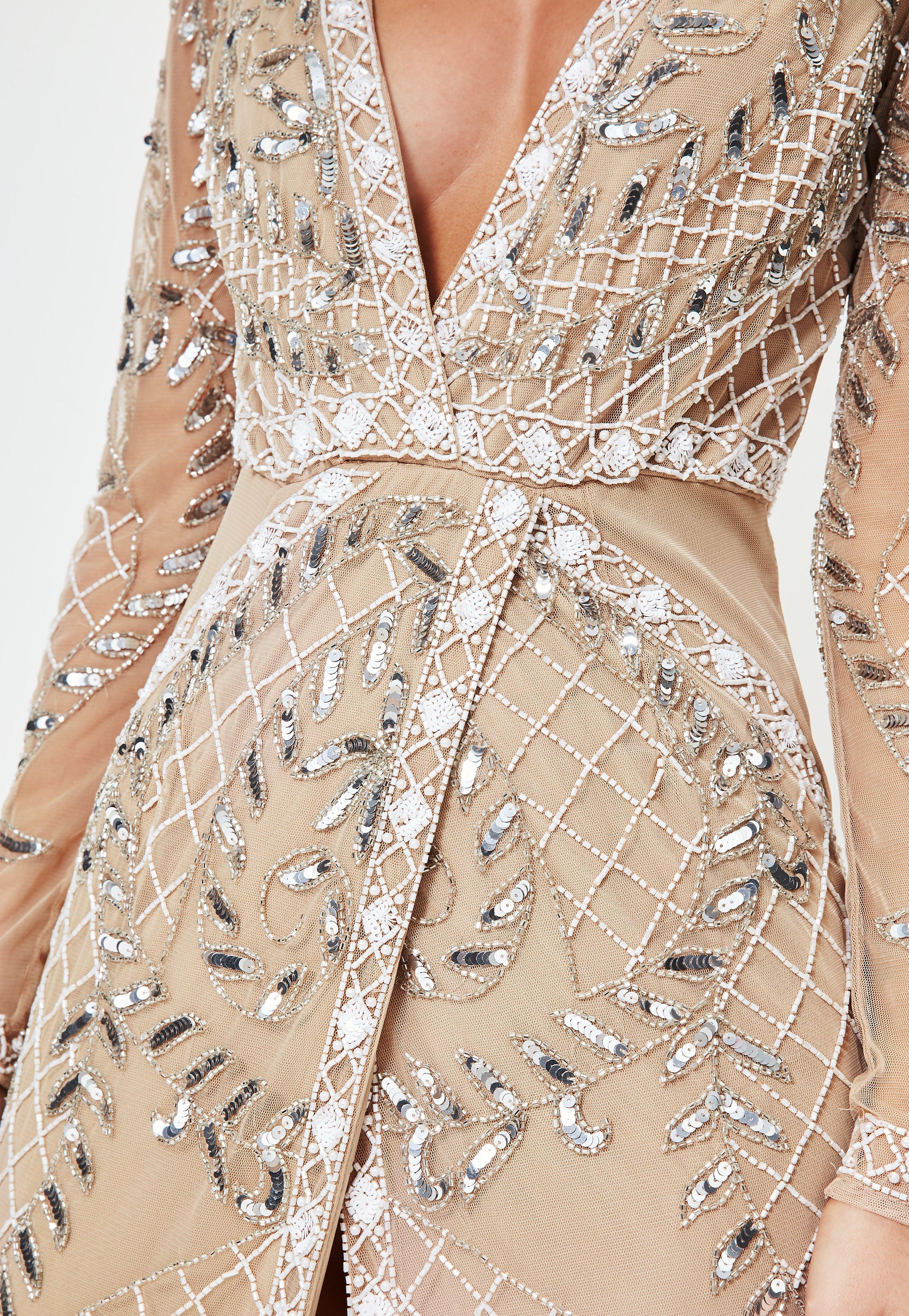 nude embellished dress