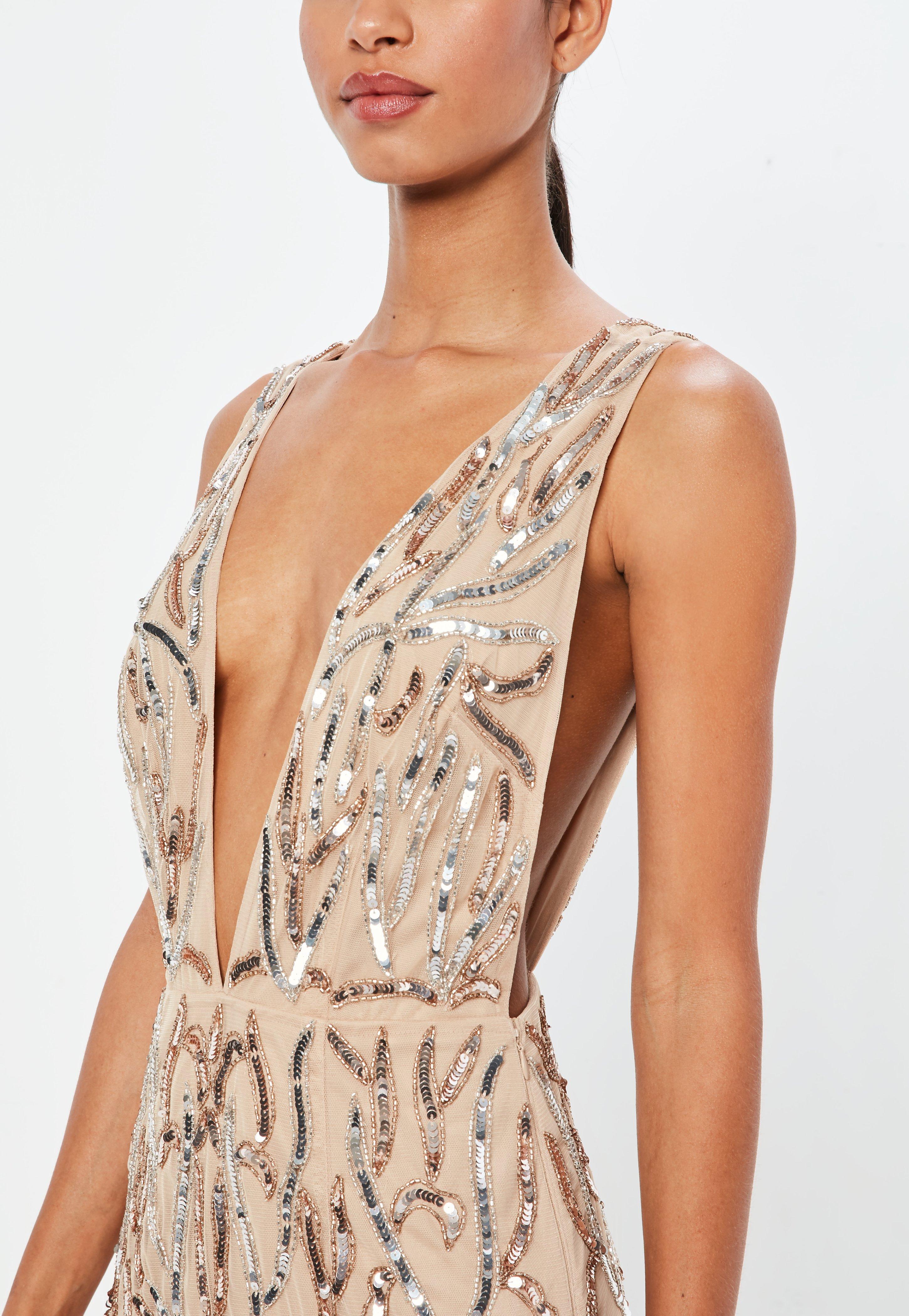 embellished plunge dress
