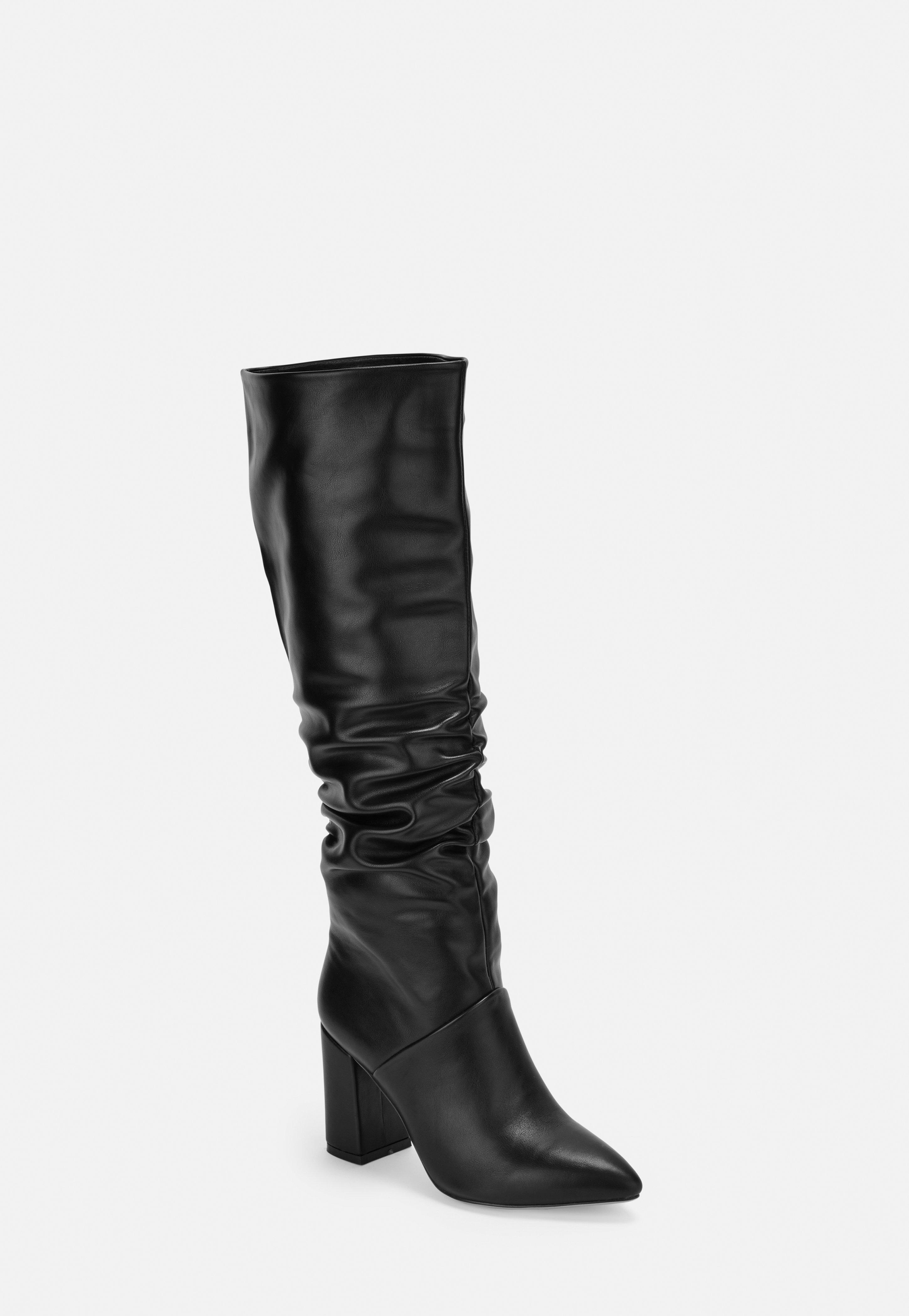 ruched boots black