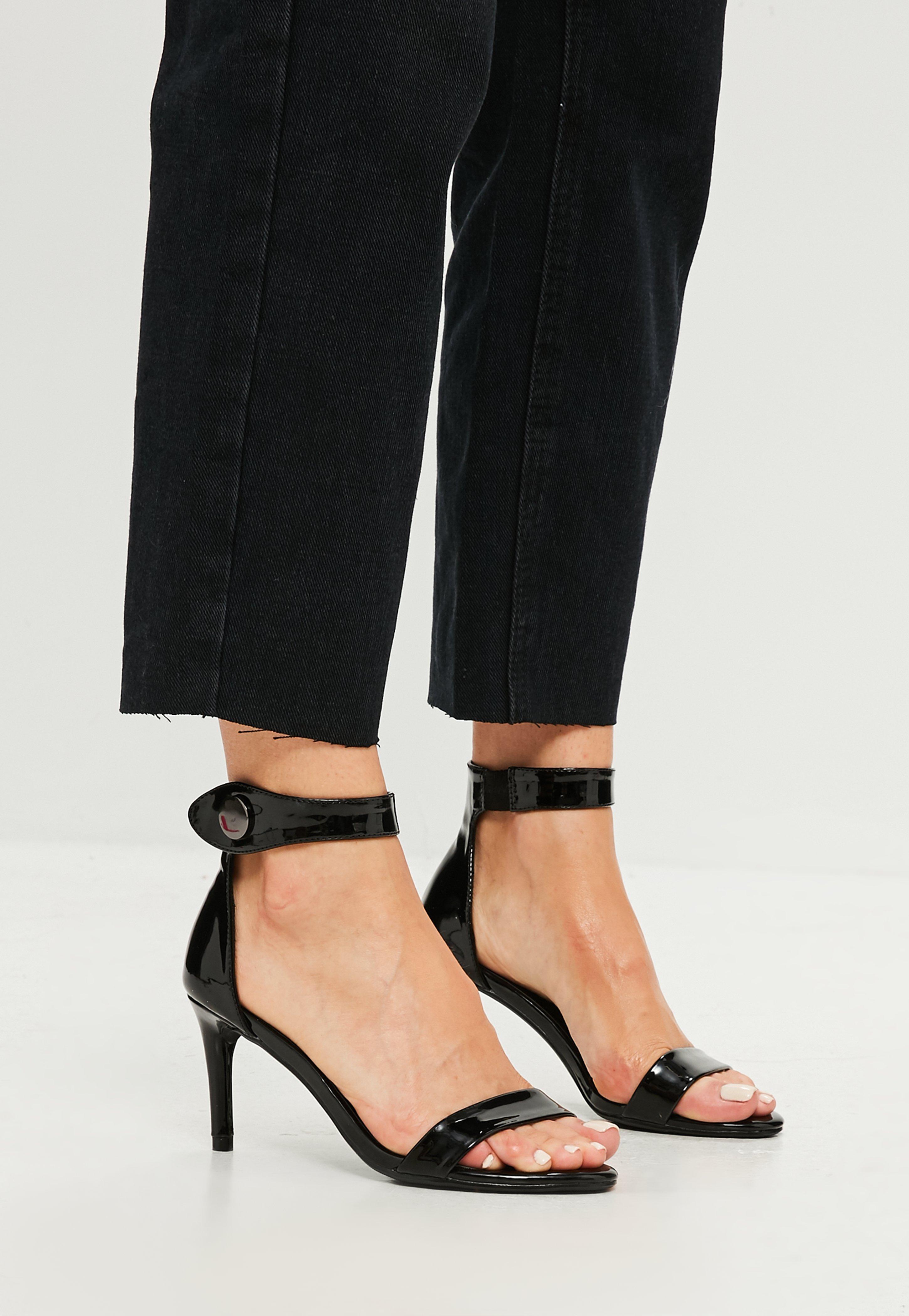 black patent barely there sandals