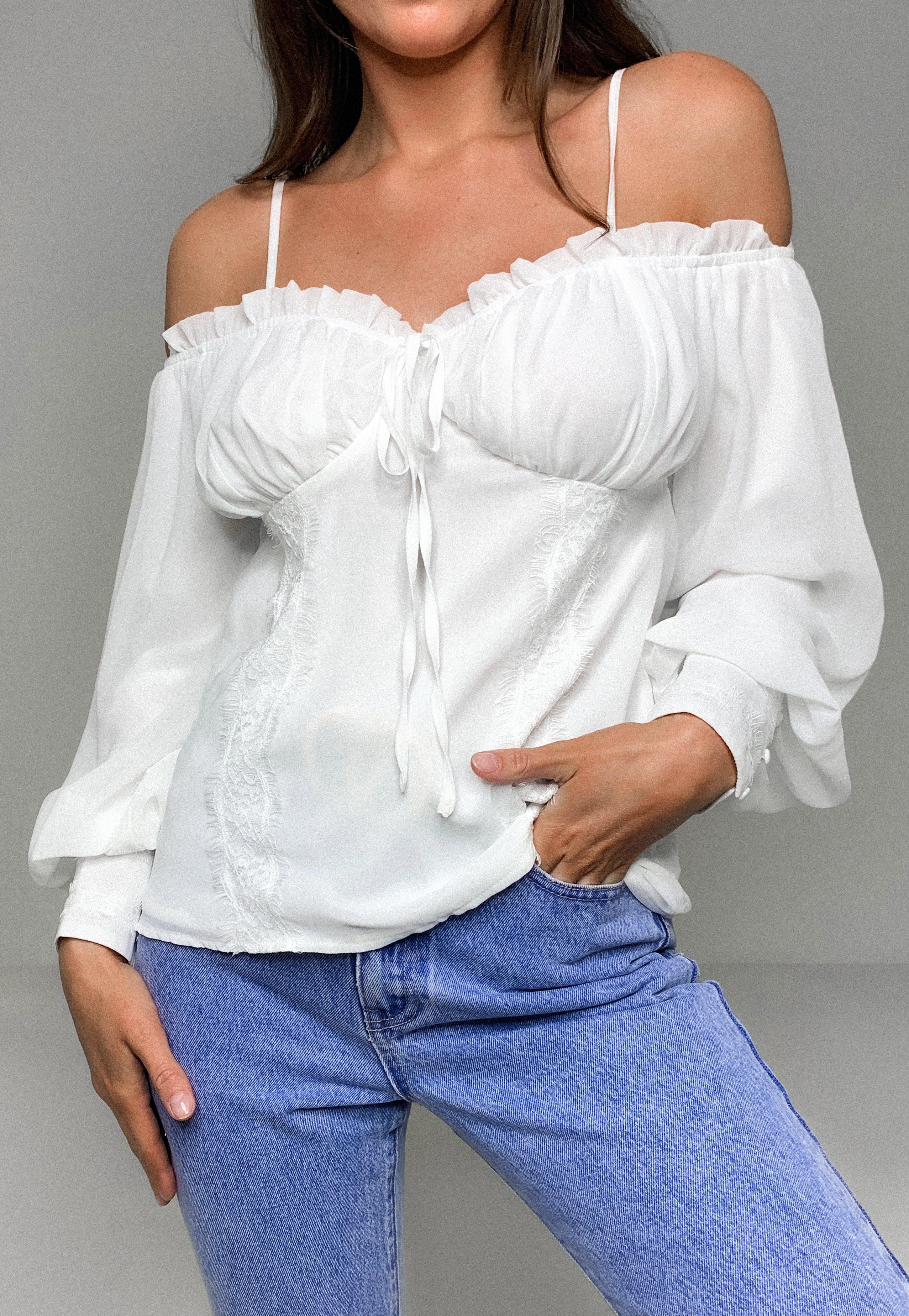 chiffon cold shoulder top