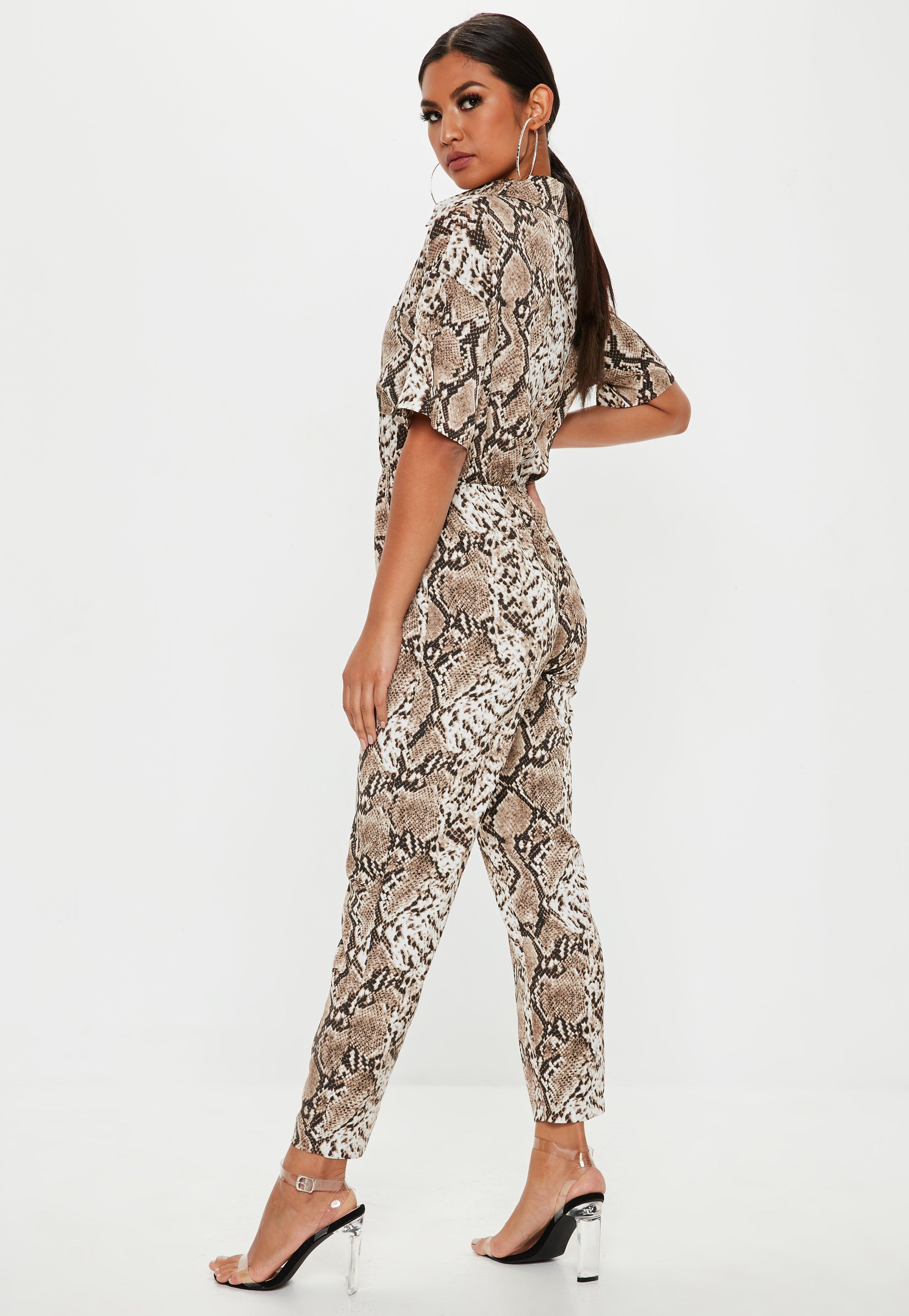 missguided snake print jumpsuit