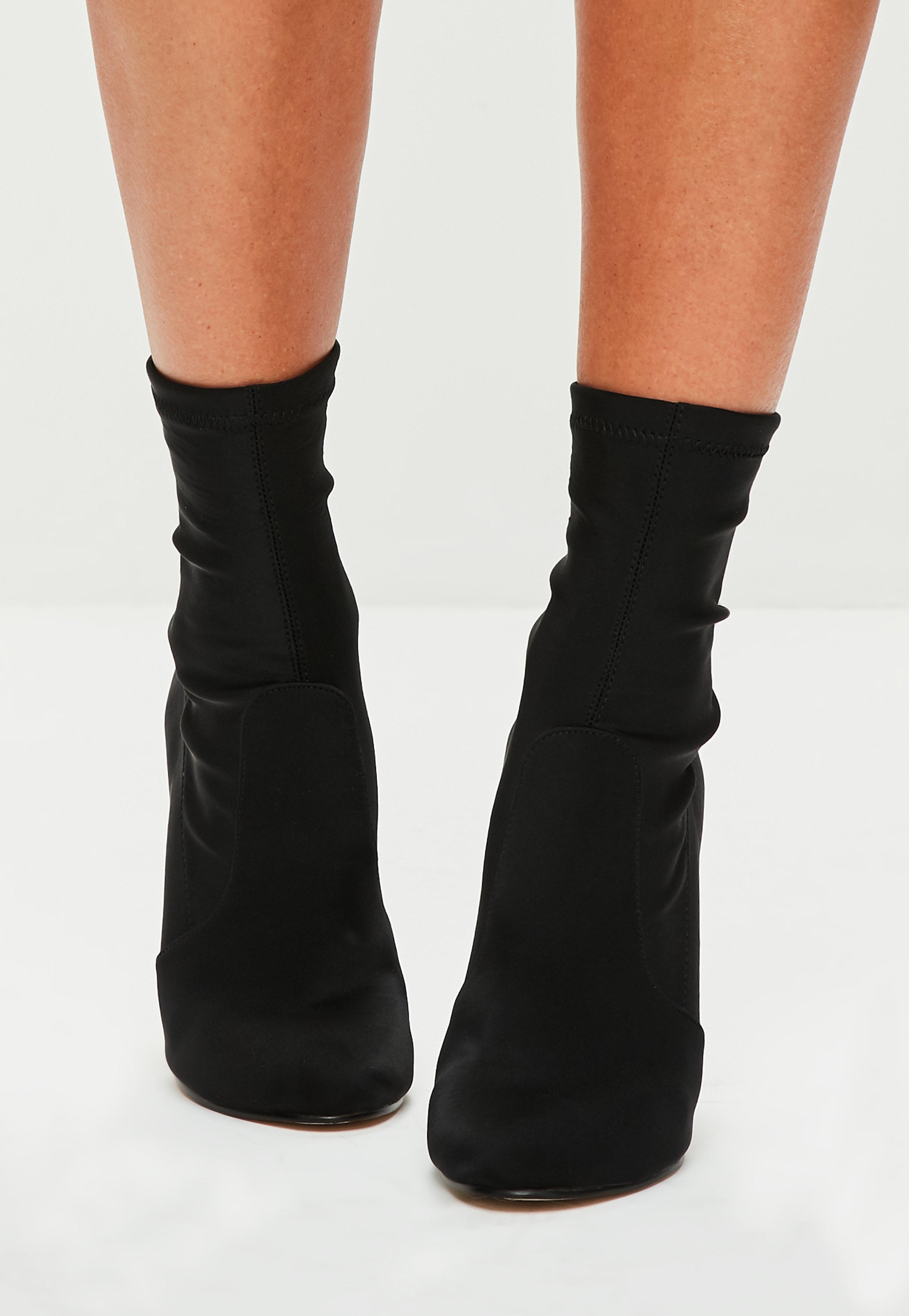 black sock boots round toe