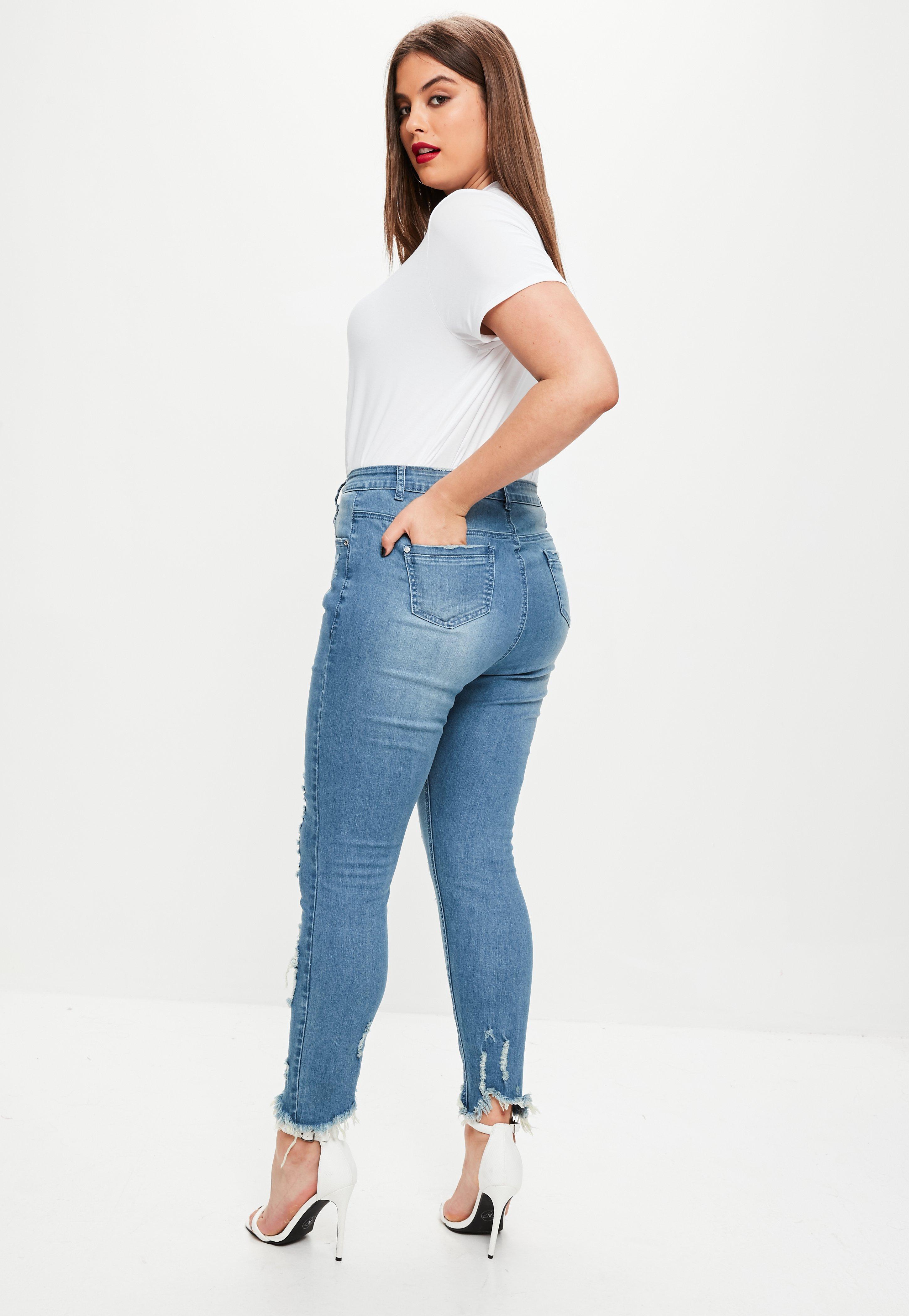 Lyst - Missguided Plus Size Blue Ripped Jeans in Blue