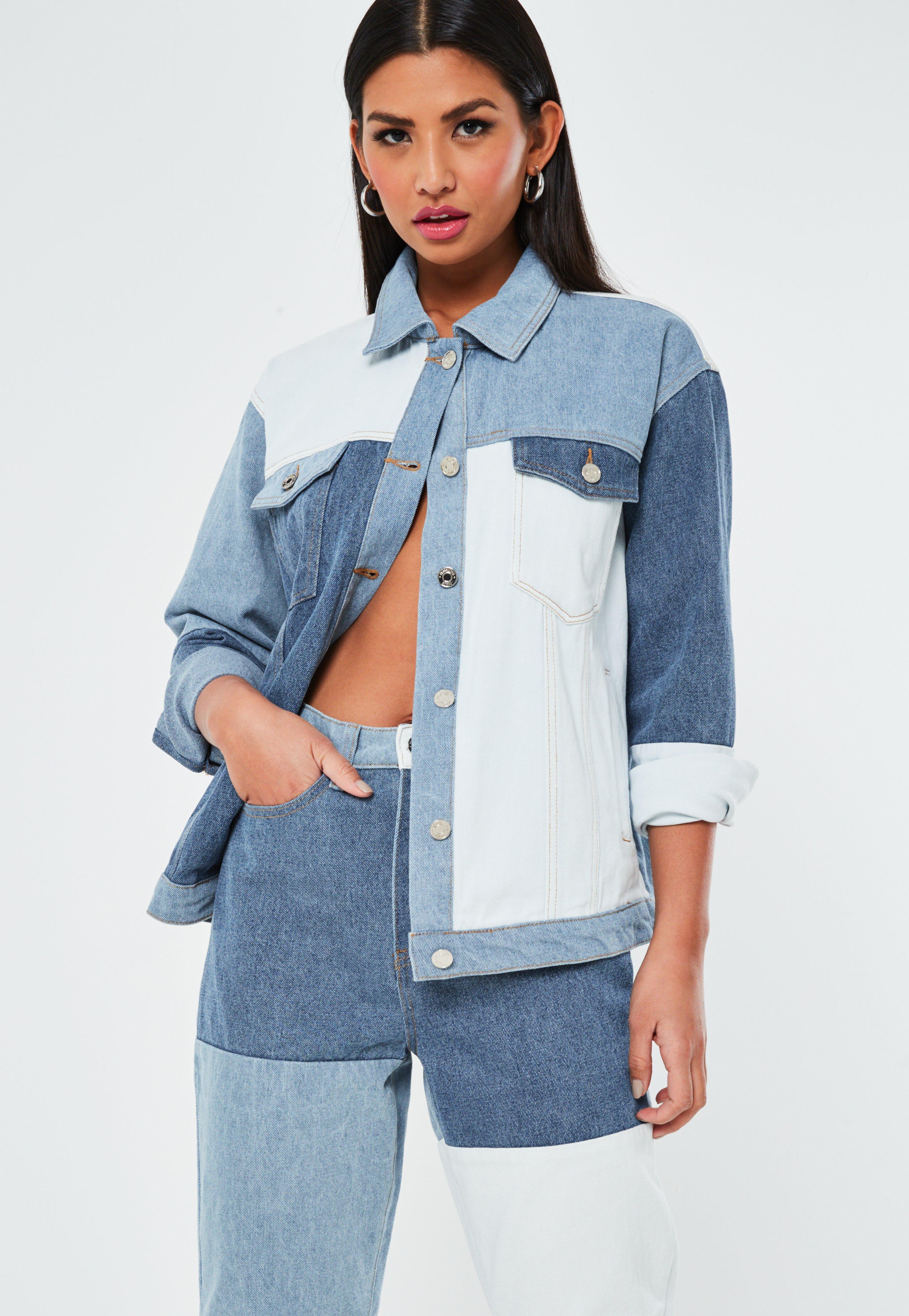 colour block denim jacket