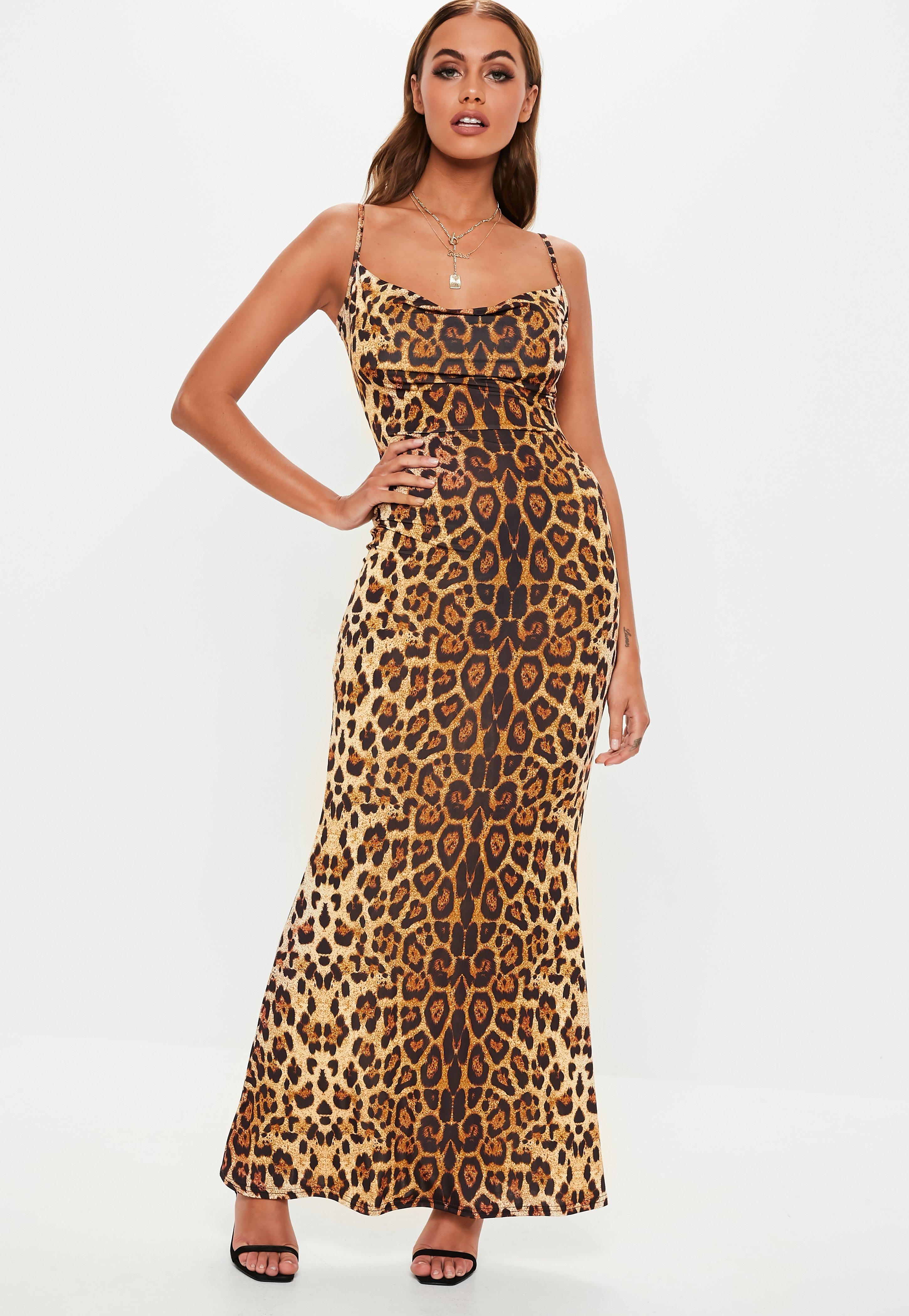 leopard cowl dress