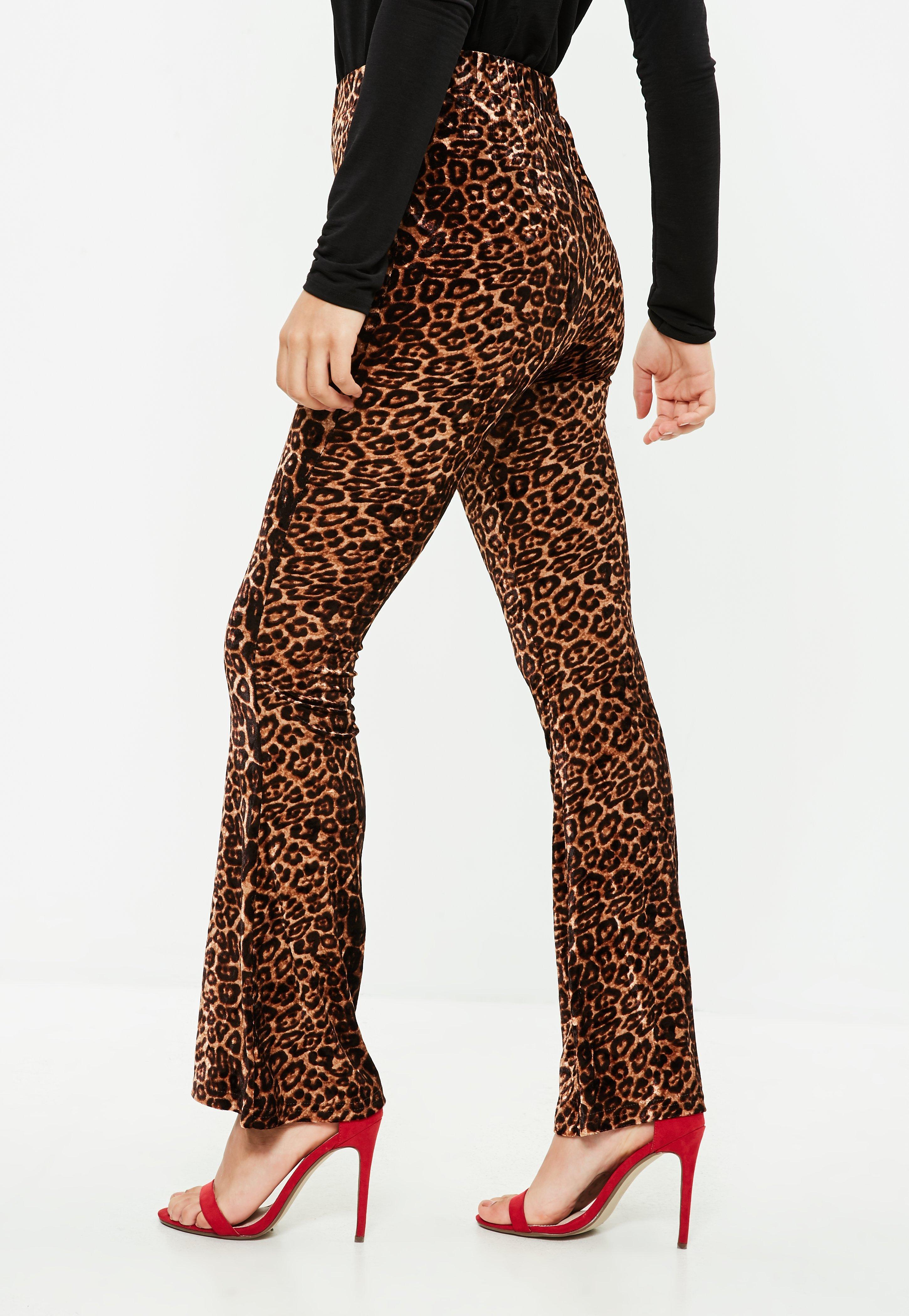 Missguided Brown Leopard Print Velvet Pants - Lyst