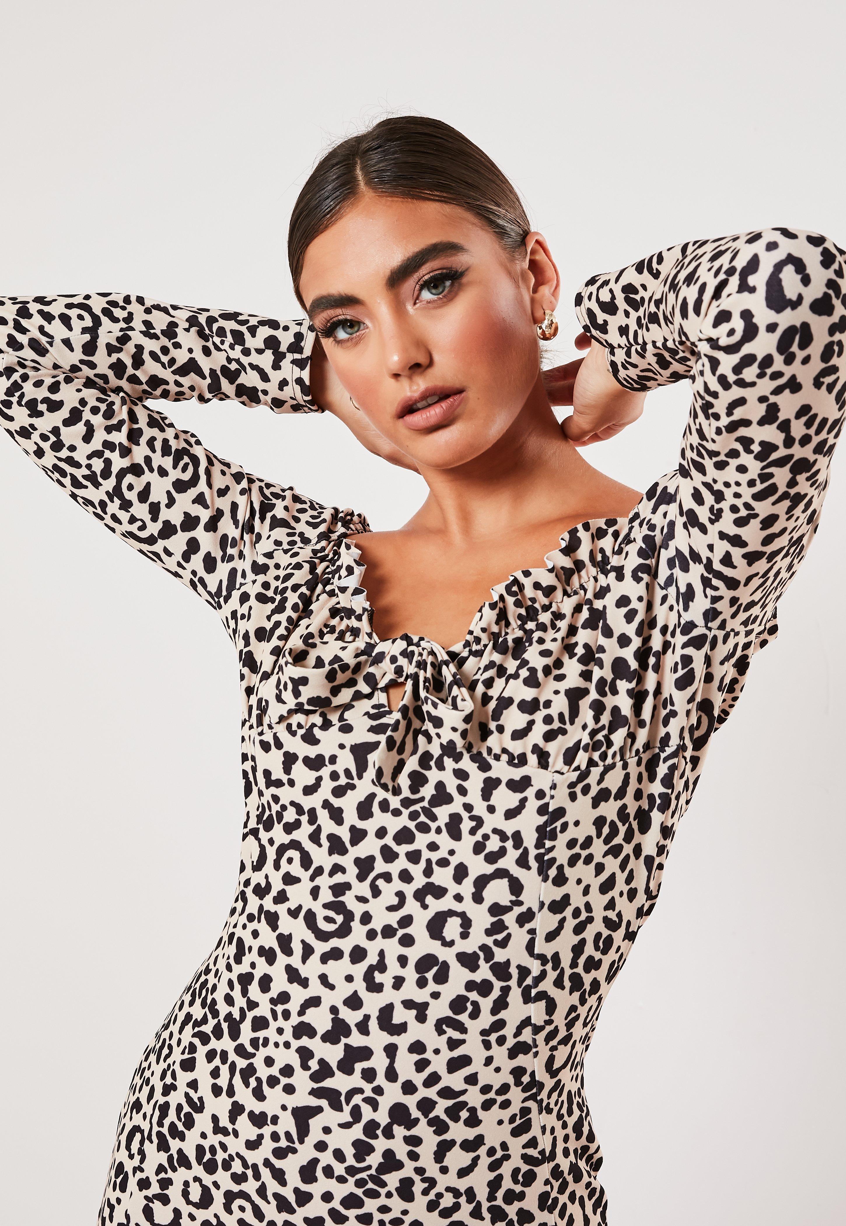 leopard print milkmaid dress