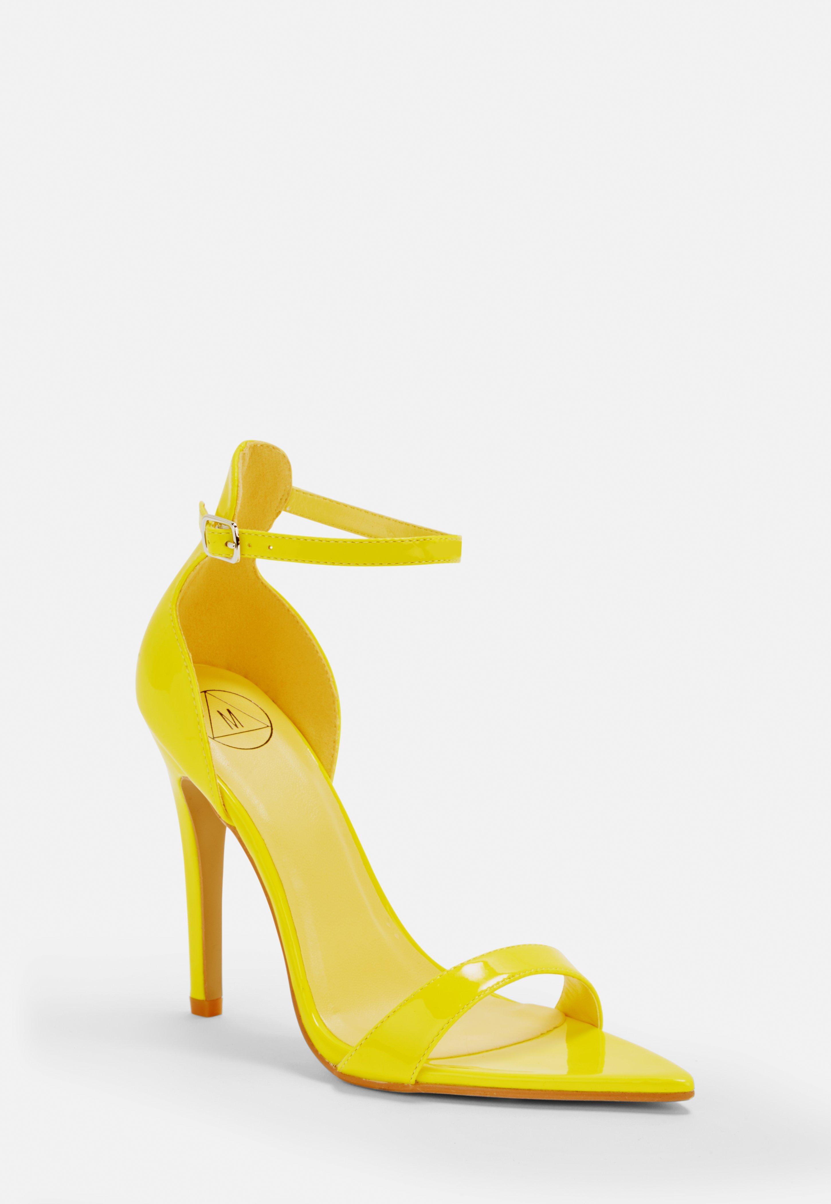 yellow barely there heels