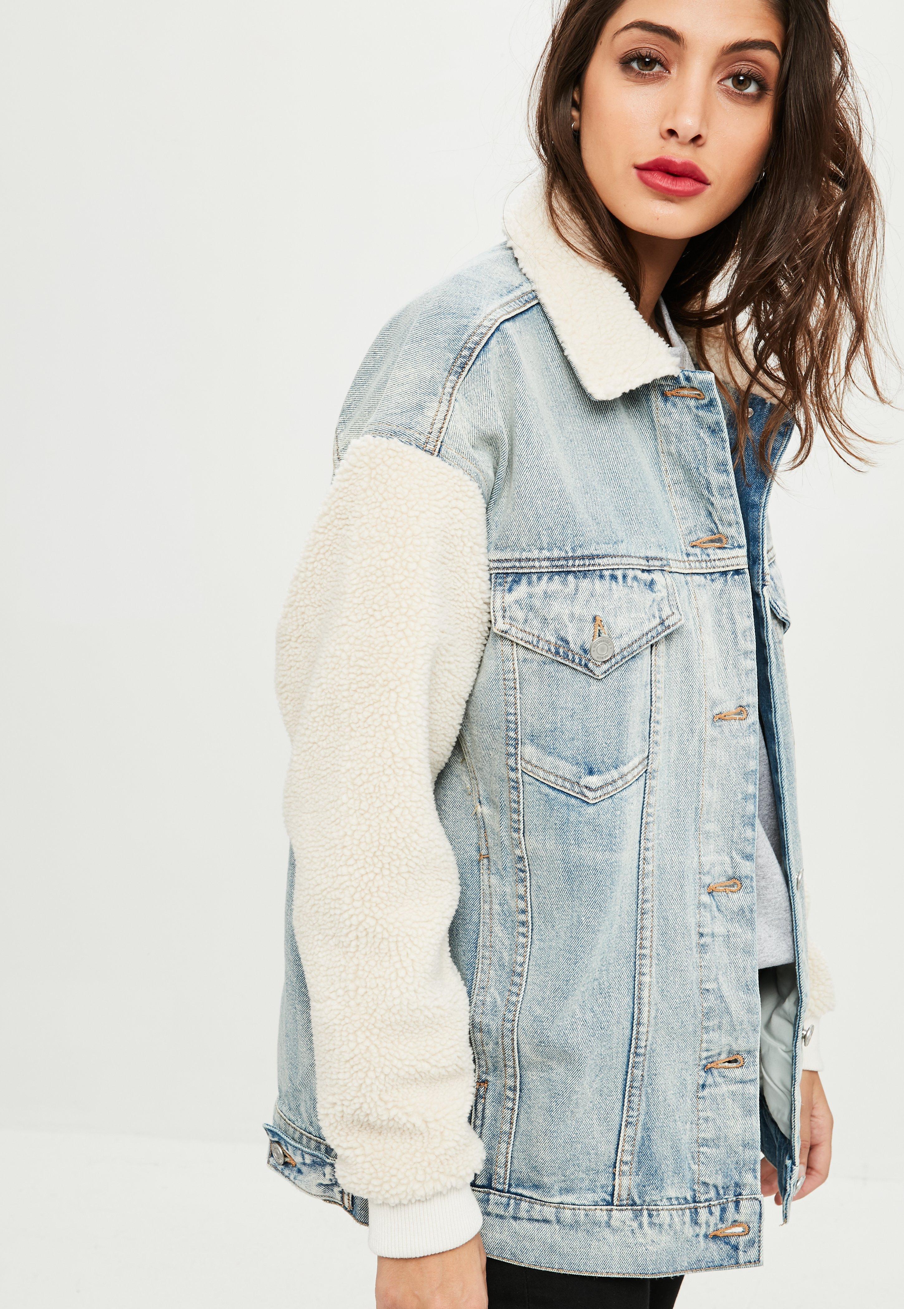 borg sleeve denim jacket
