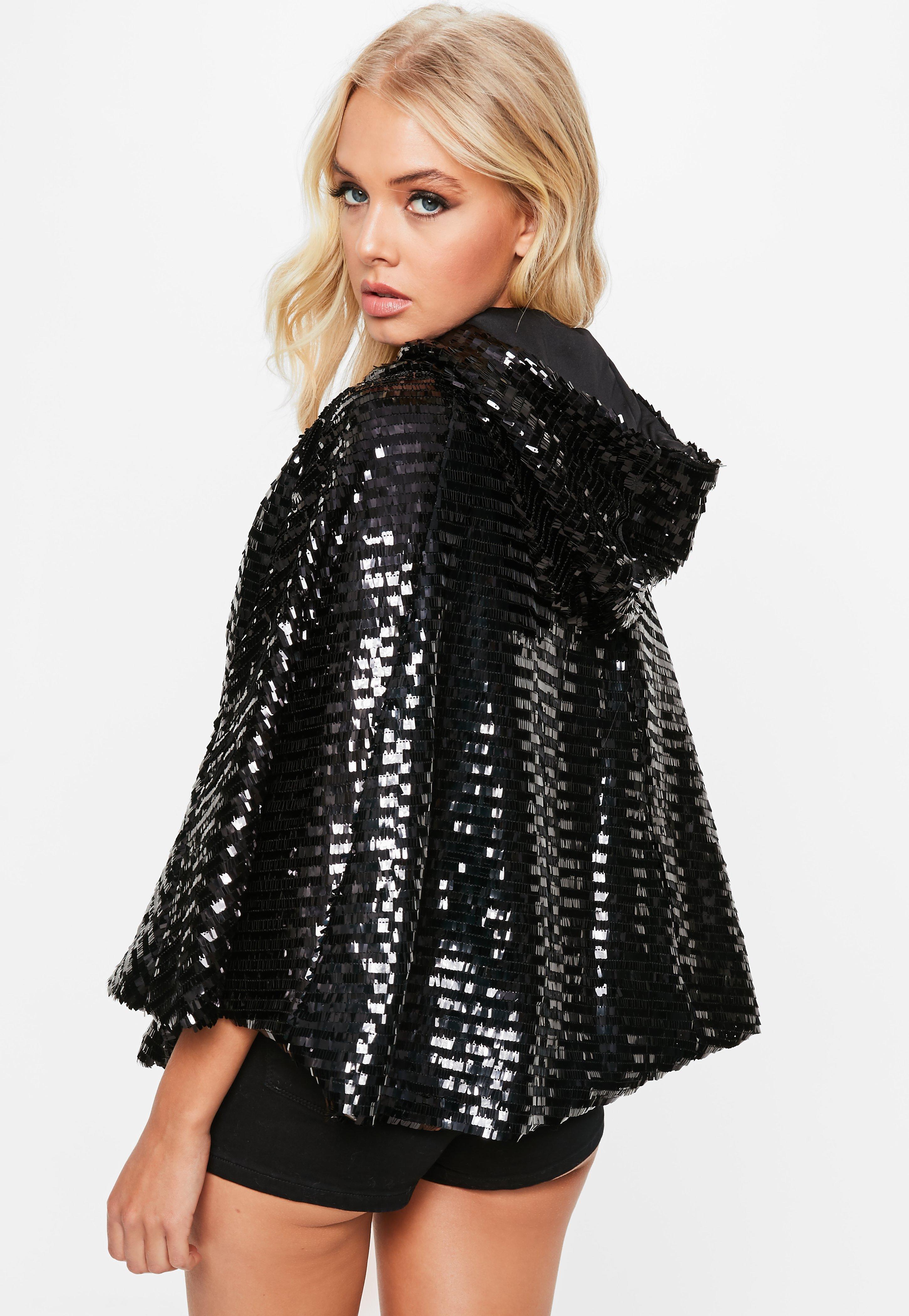 sequin cape blazer