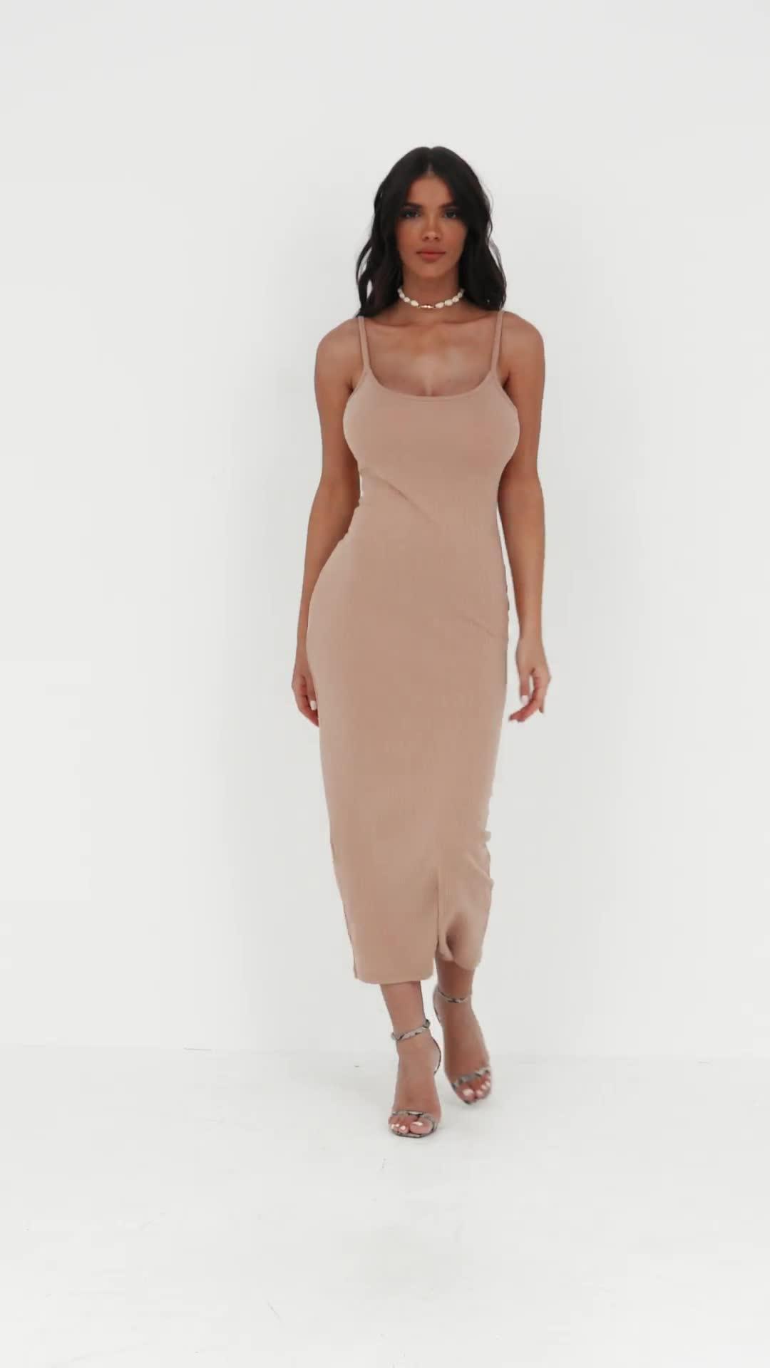 nude rib dress