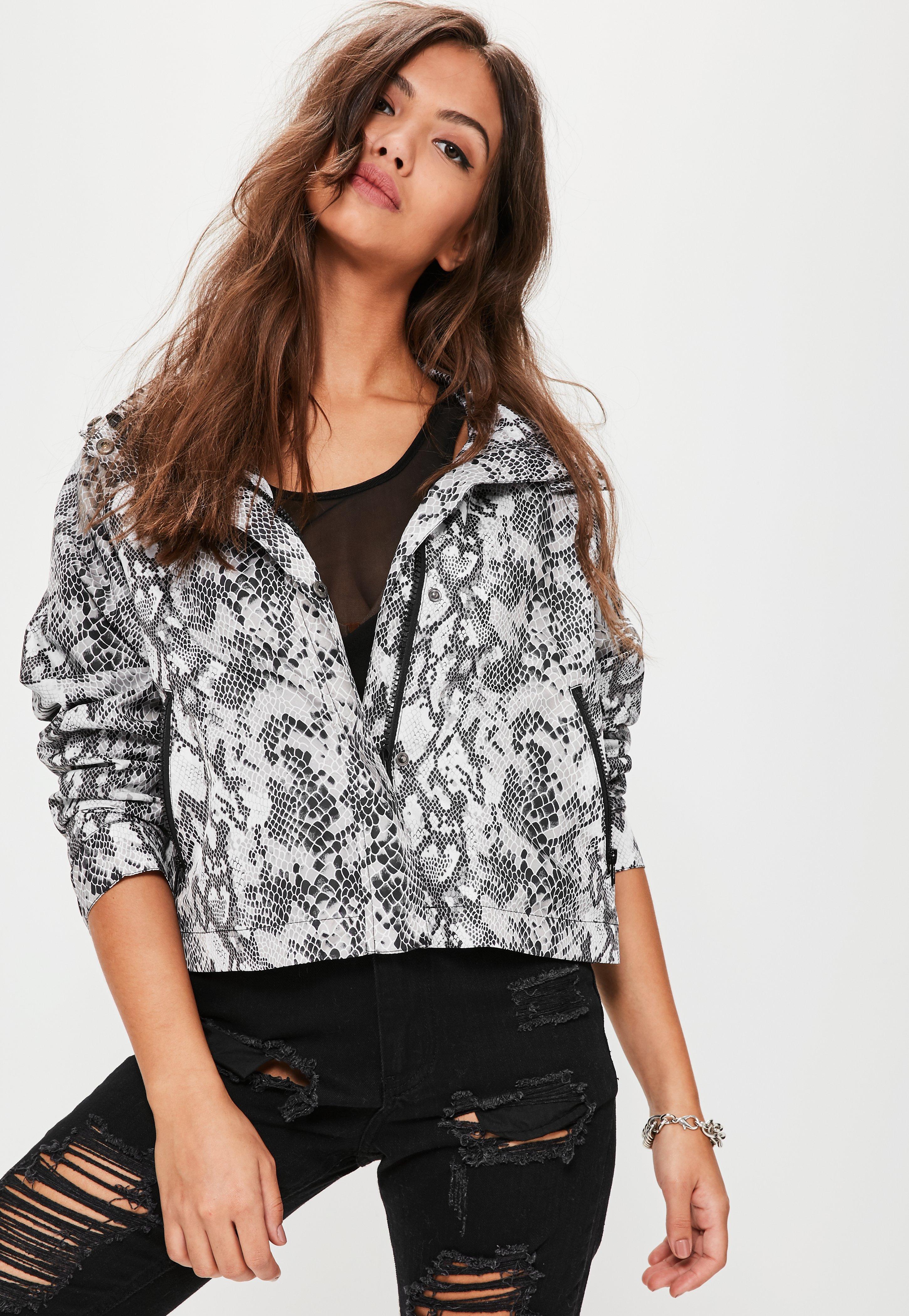 snake print cropped jacket