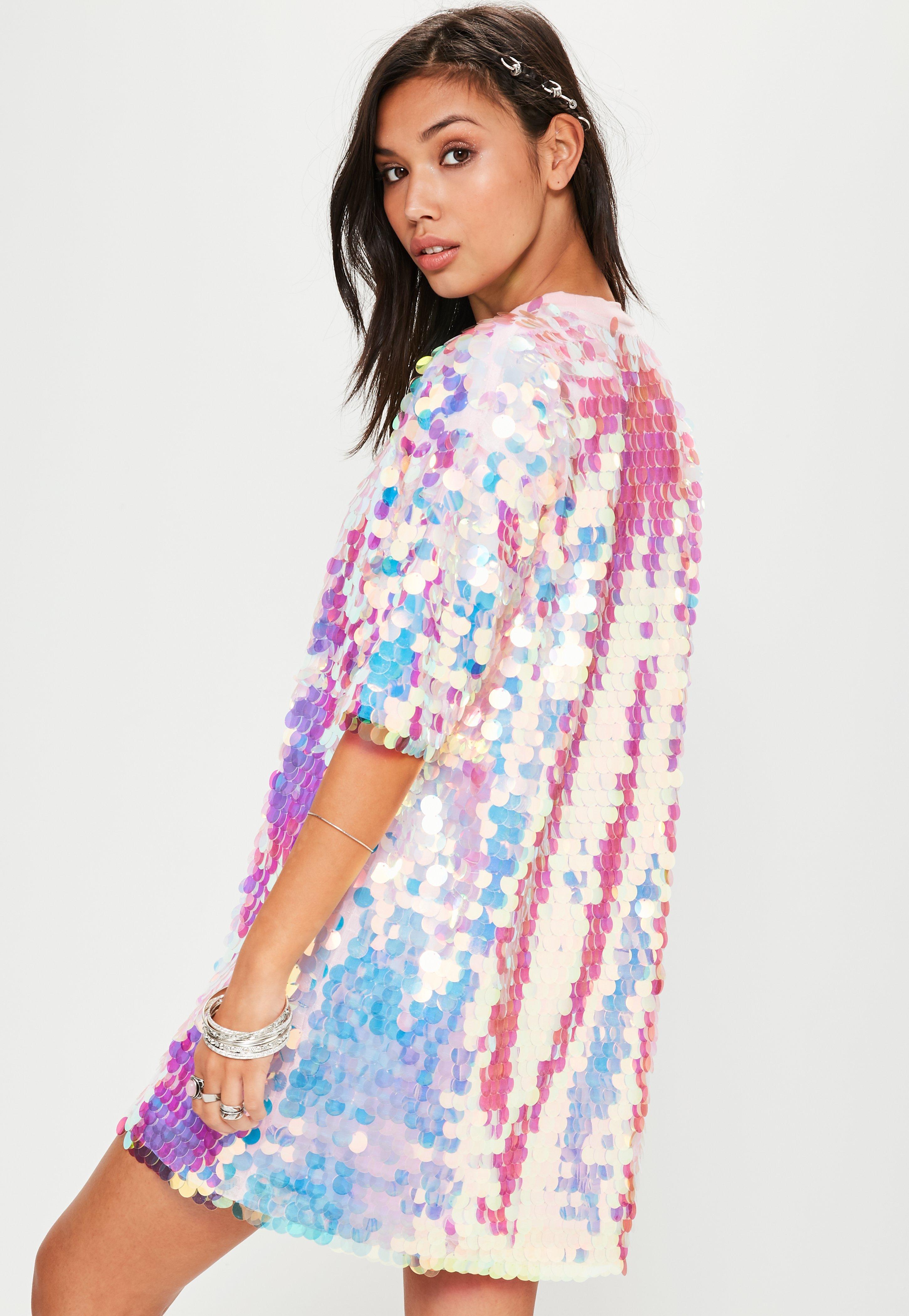 pink sequin shirt dress