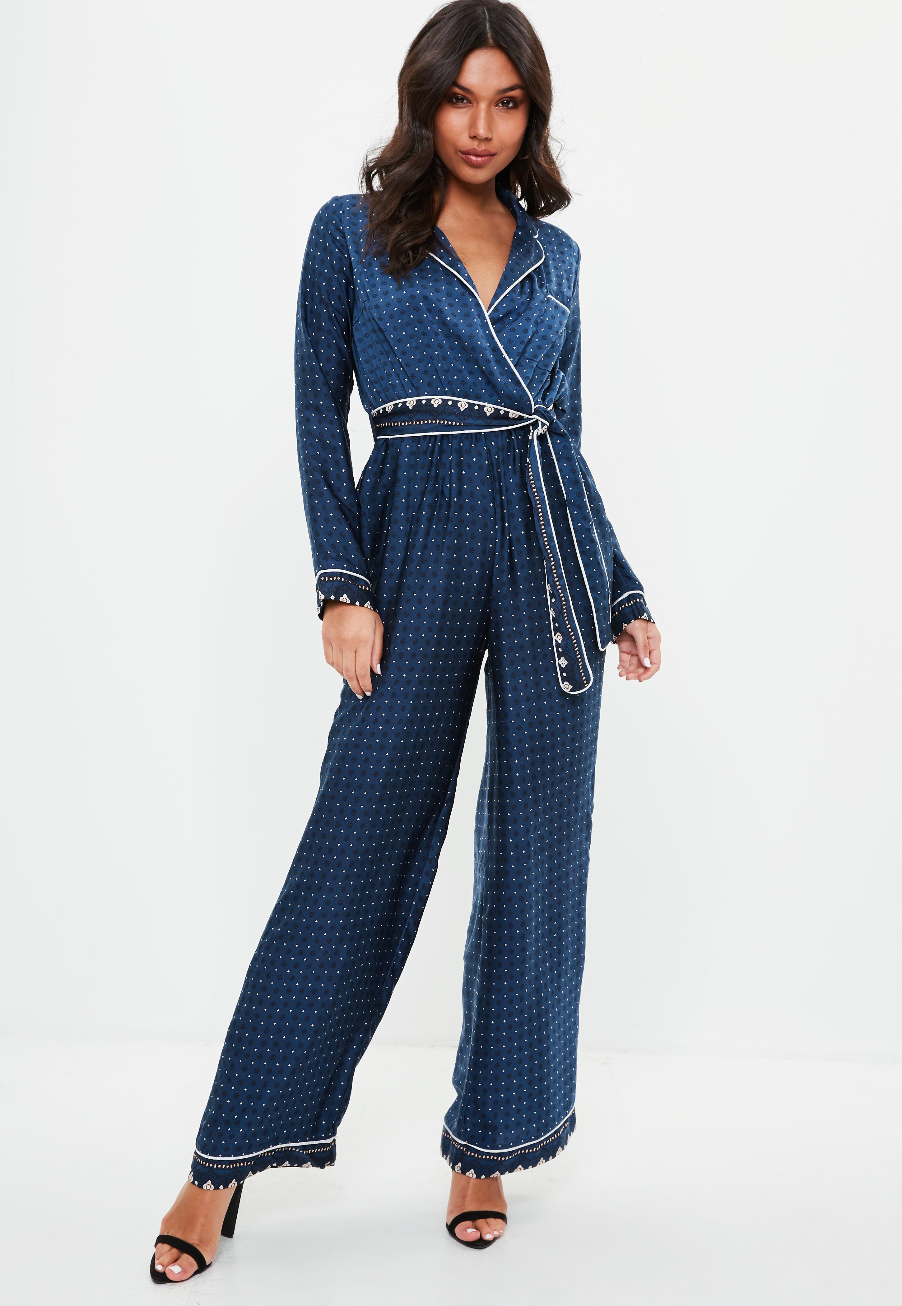 missguided navy jumpsuit