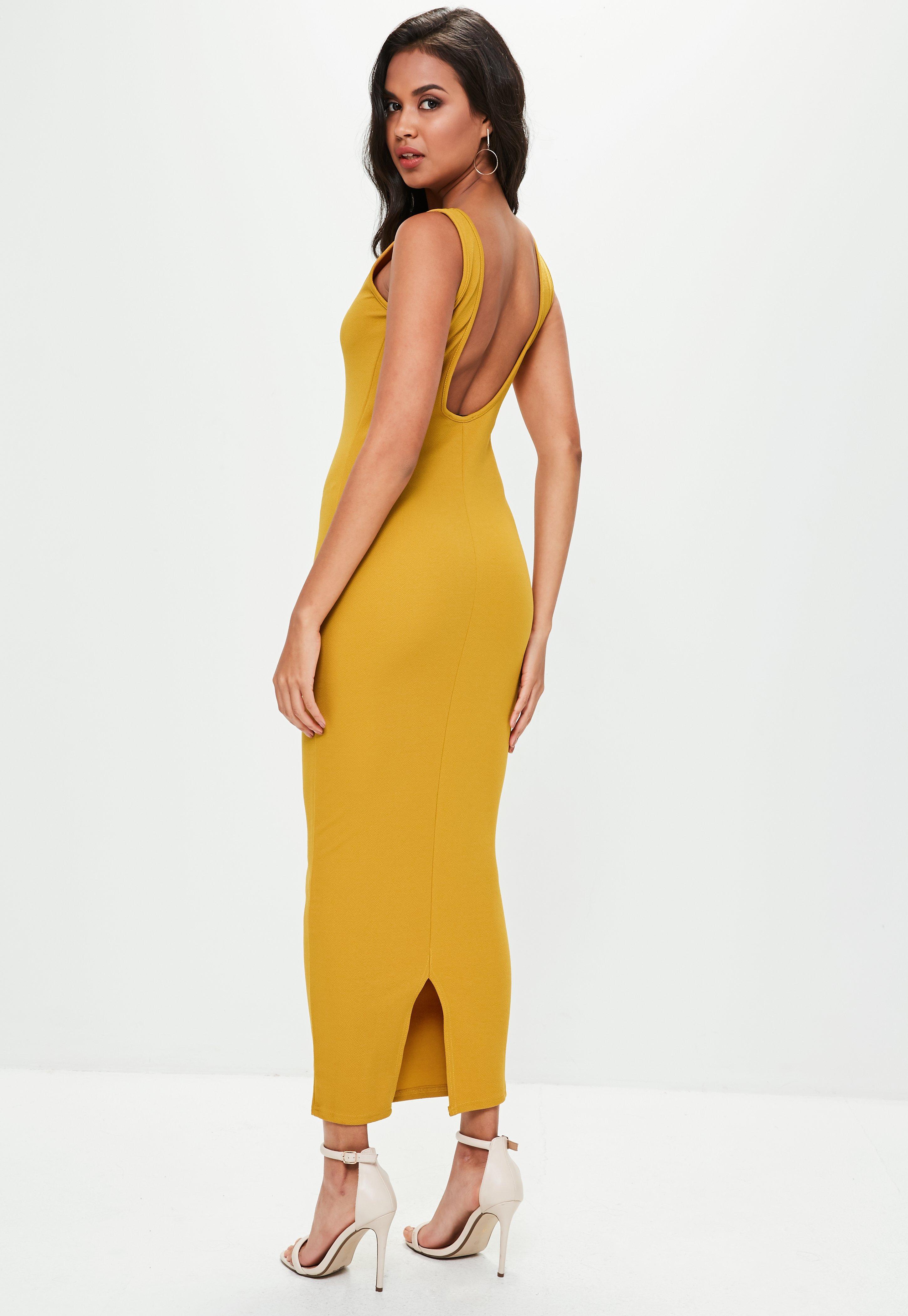 Lyst Missguided Mustard Yellow Ankle Grazer Maxi Dress in Yellow