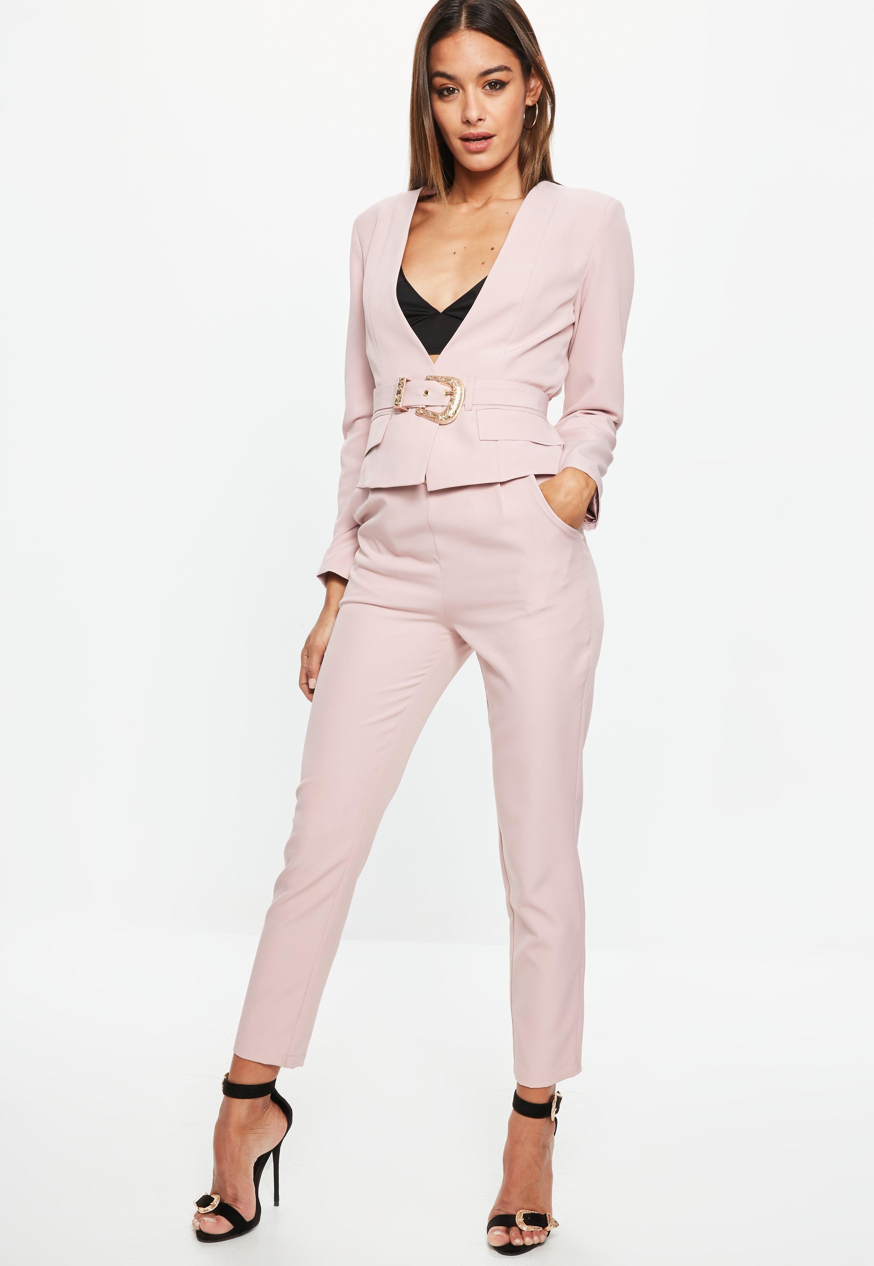 Missguided Synthetic Peace + Love Nude Belted Blazer Dress 
