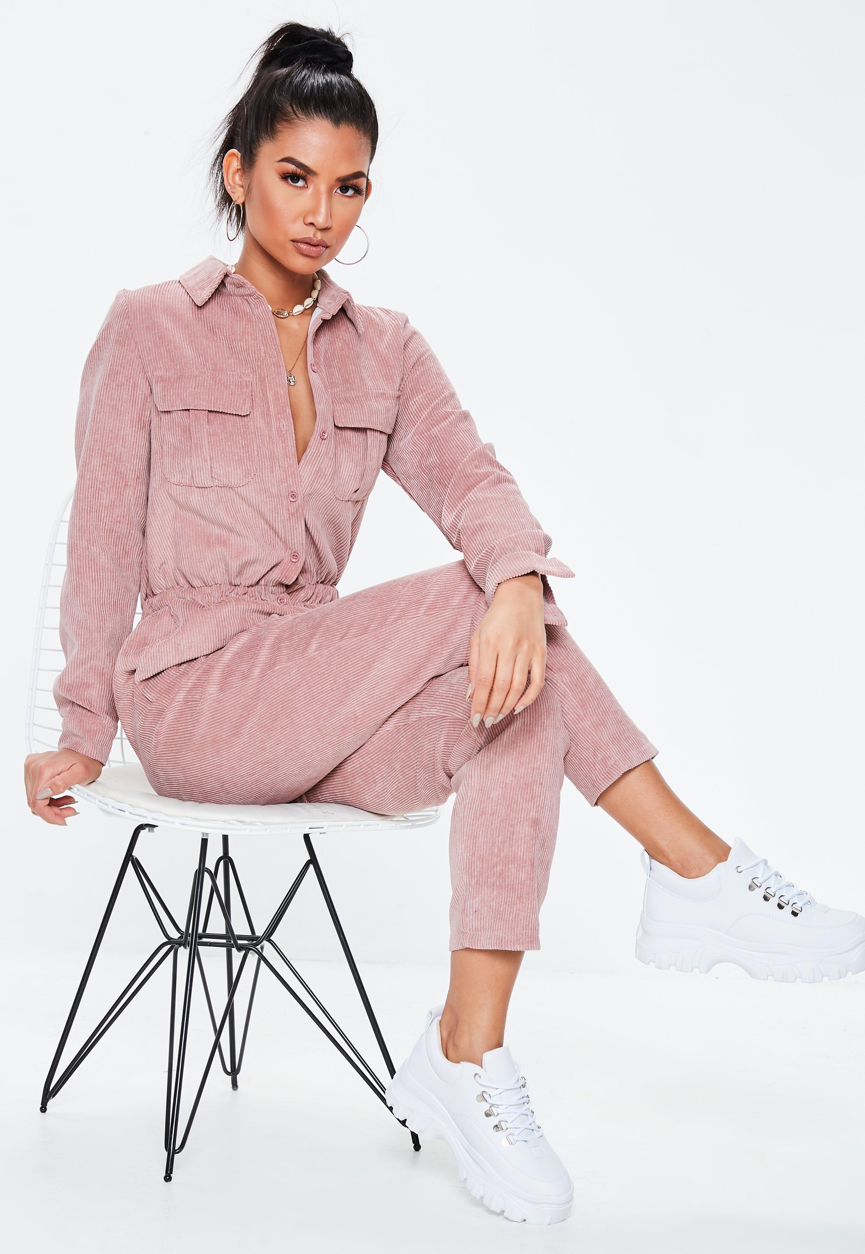 pink cord jumpsuit