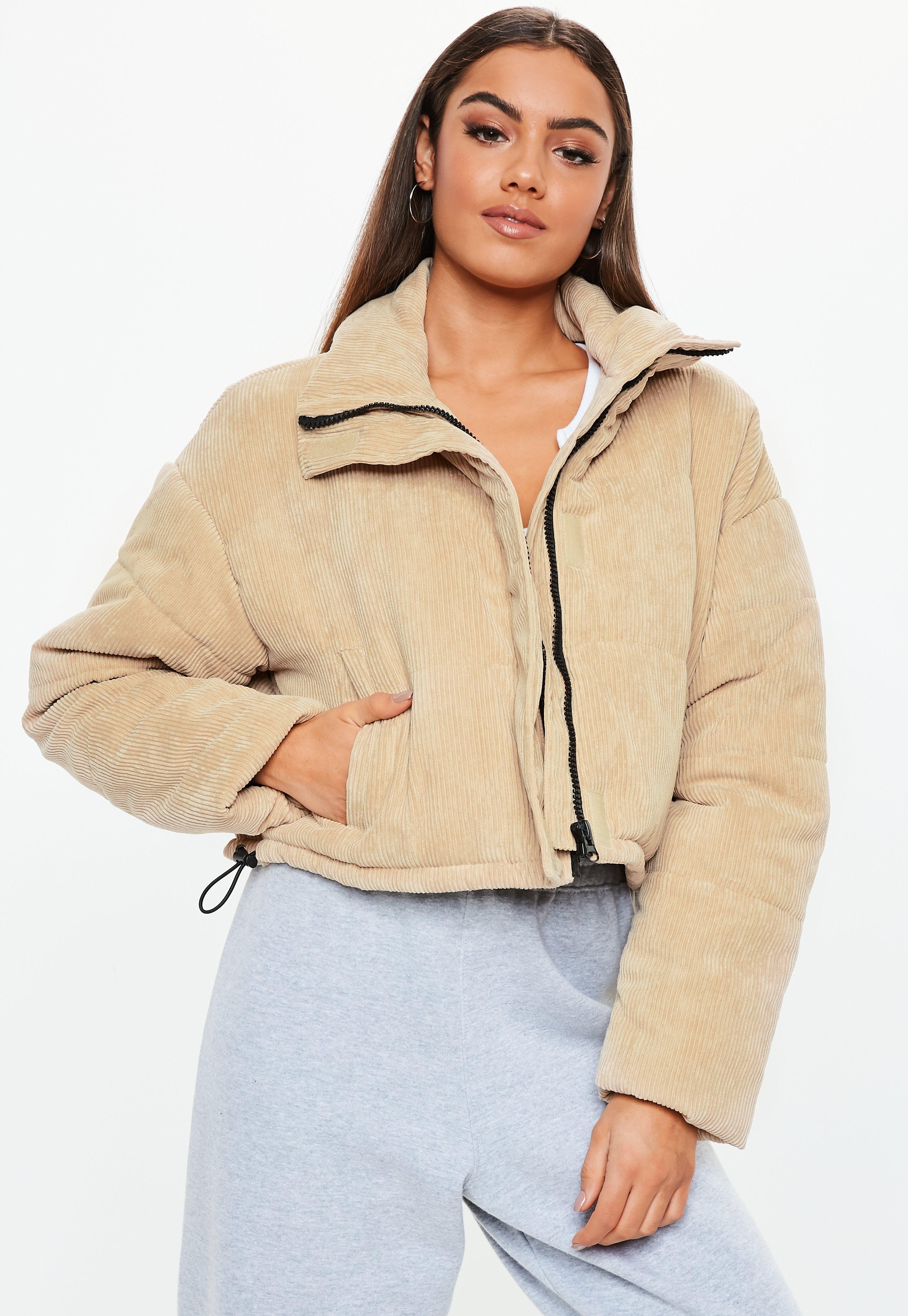 beige cropped puffer jacket
