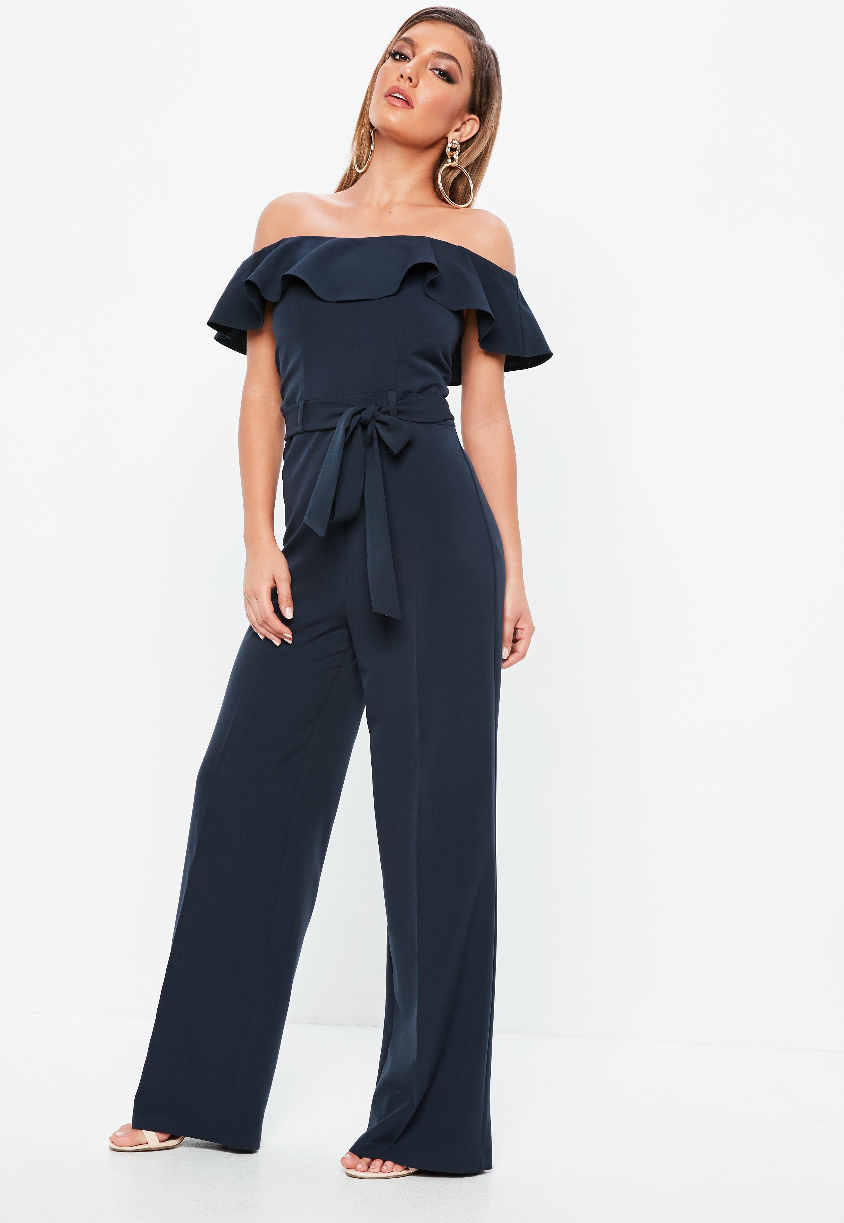 navy bardot jumpsuit