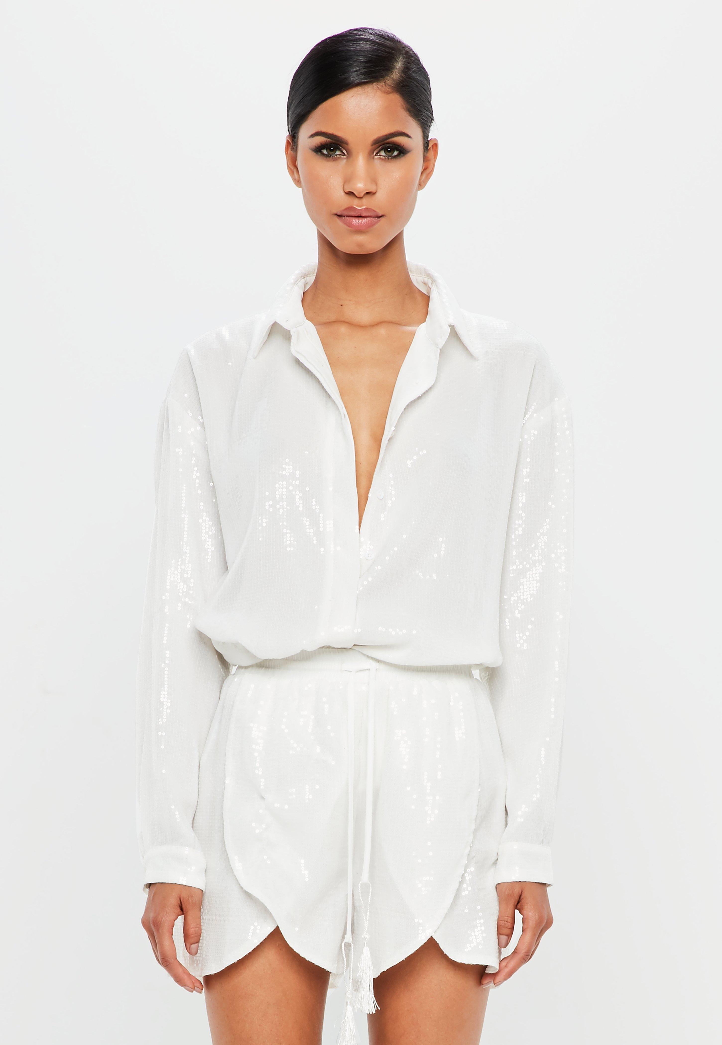 white sequin shirt