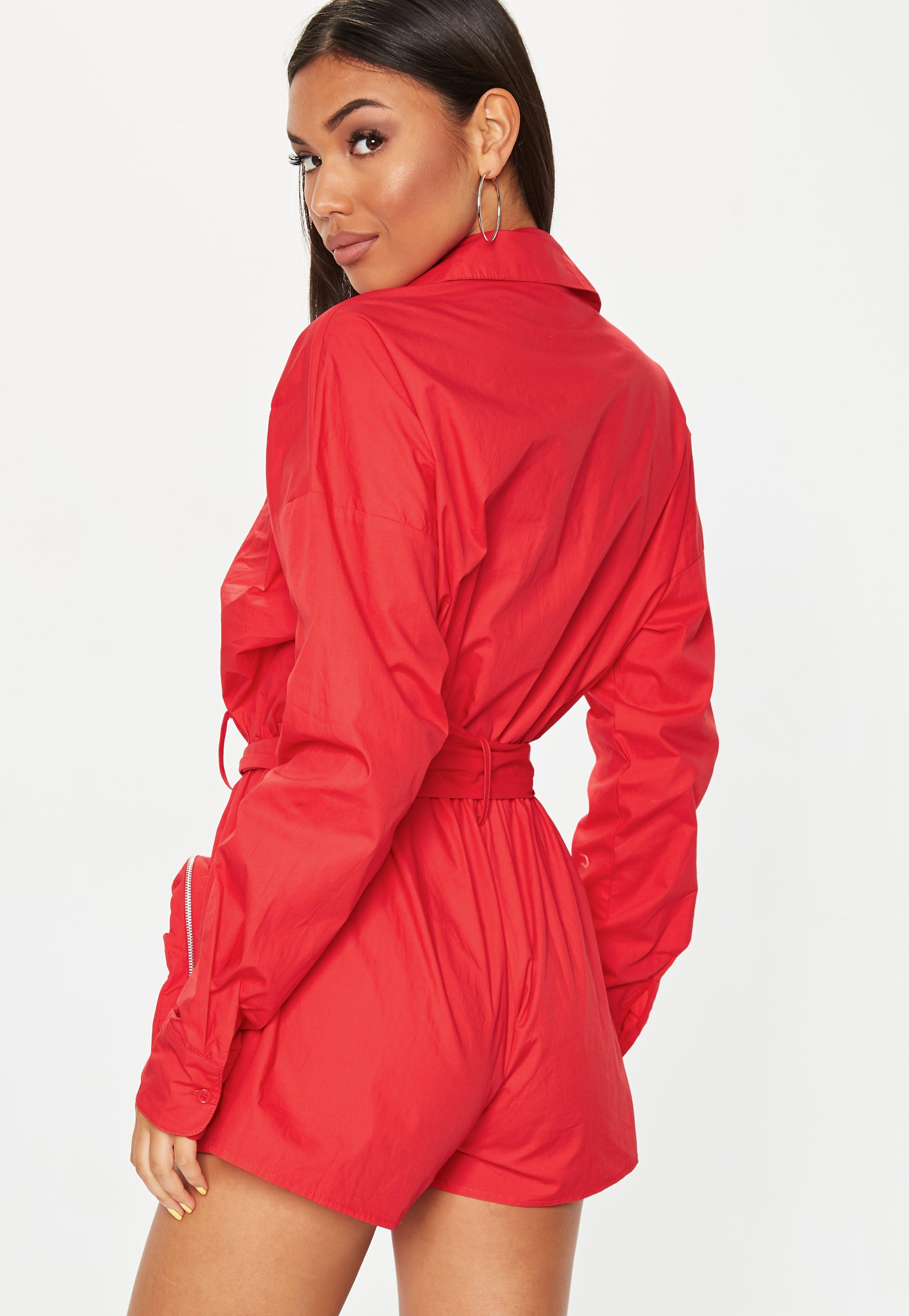 red playsuit missguided