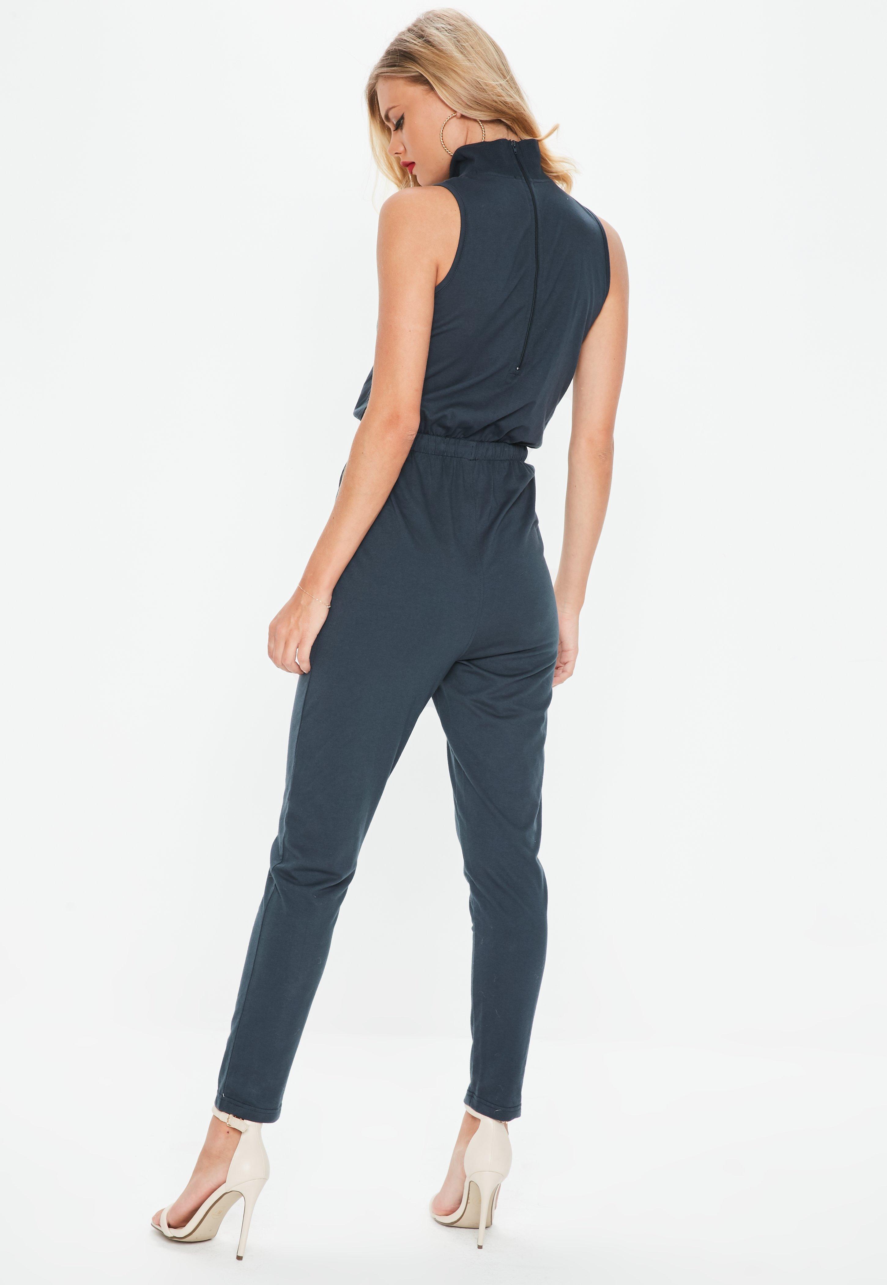 navy high neck jumpsuit