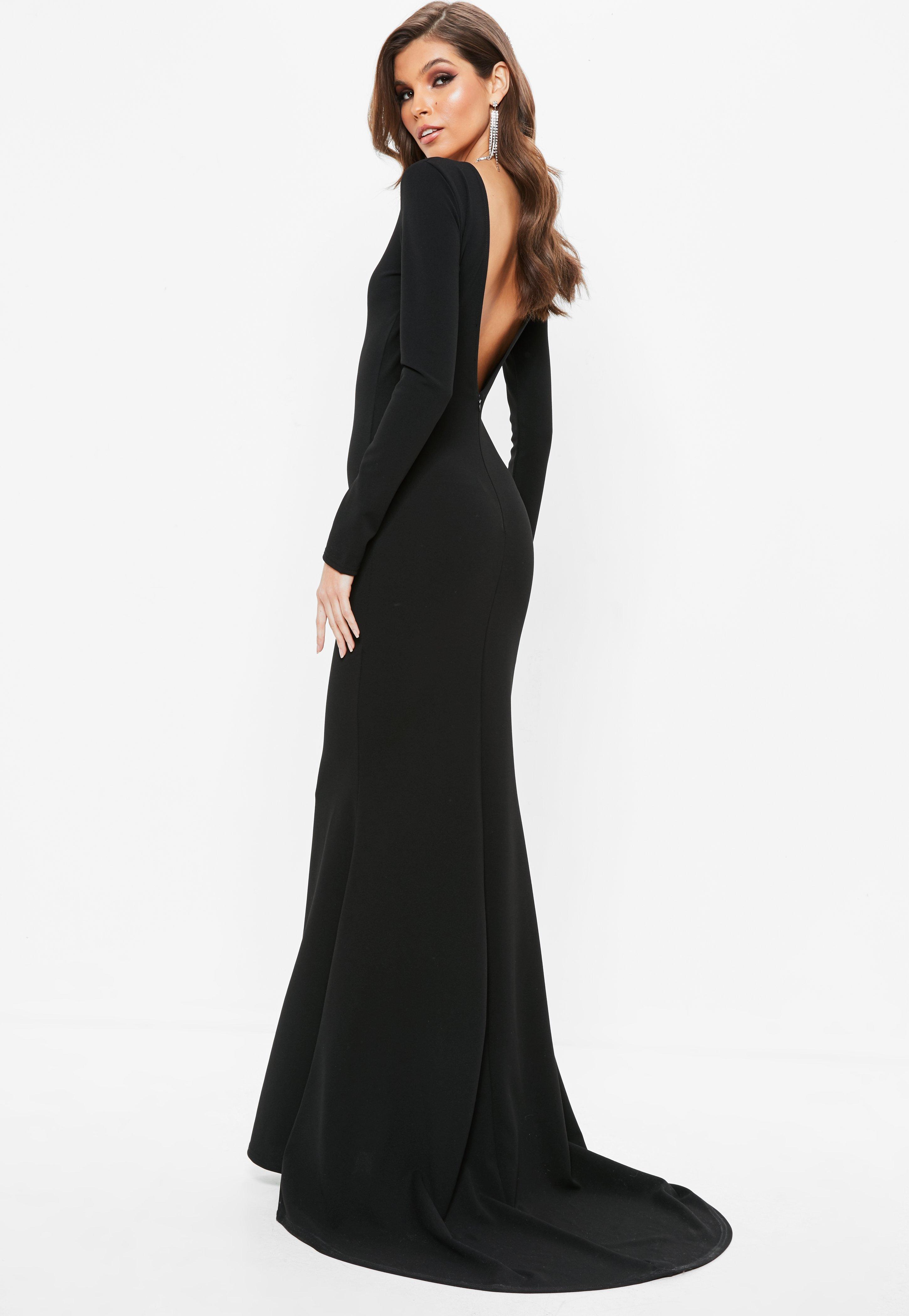 Missguided Synthetic Black Open Back Maxi Dress - Lyst