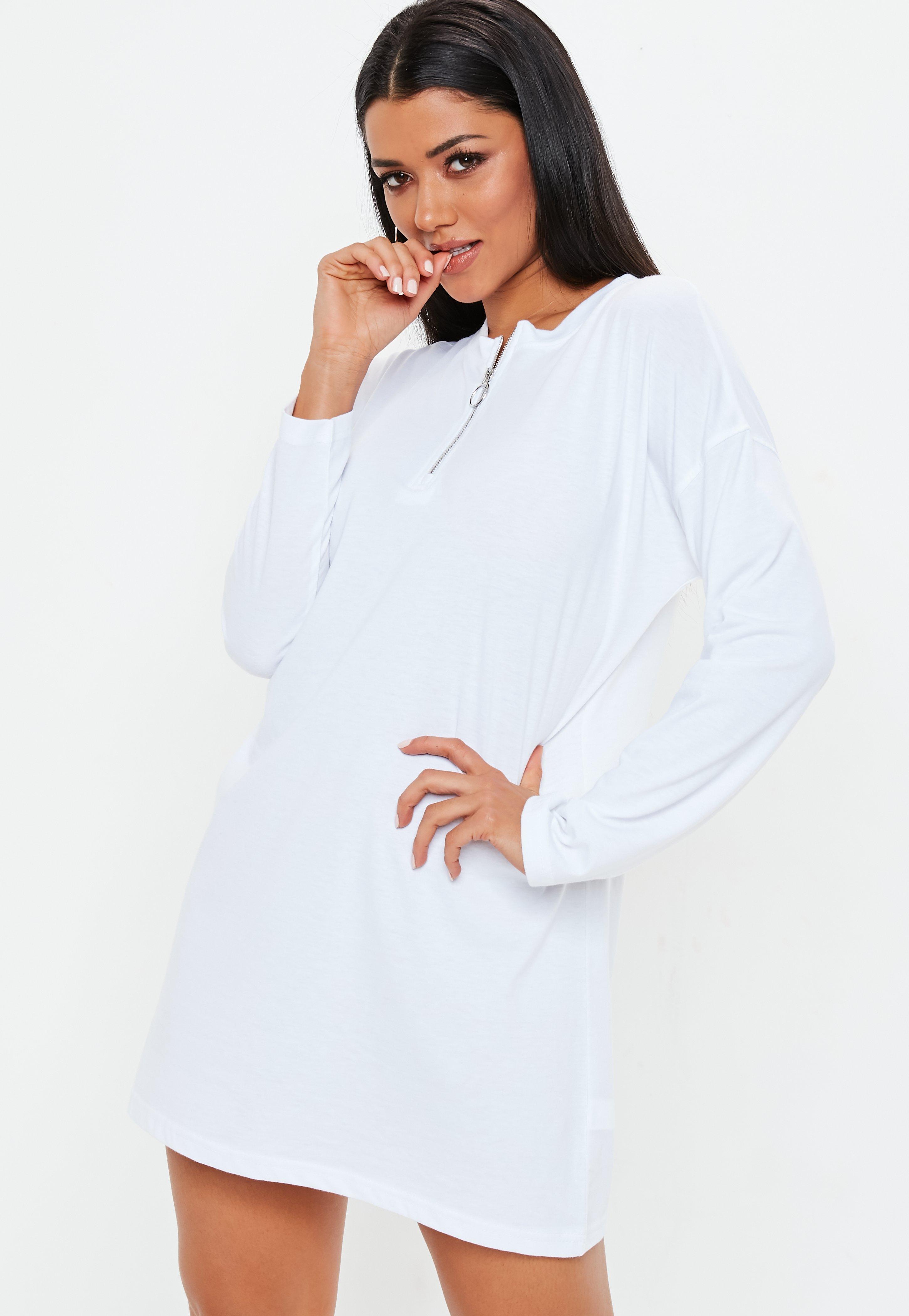 white long sleeve t shirt dress