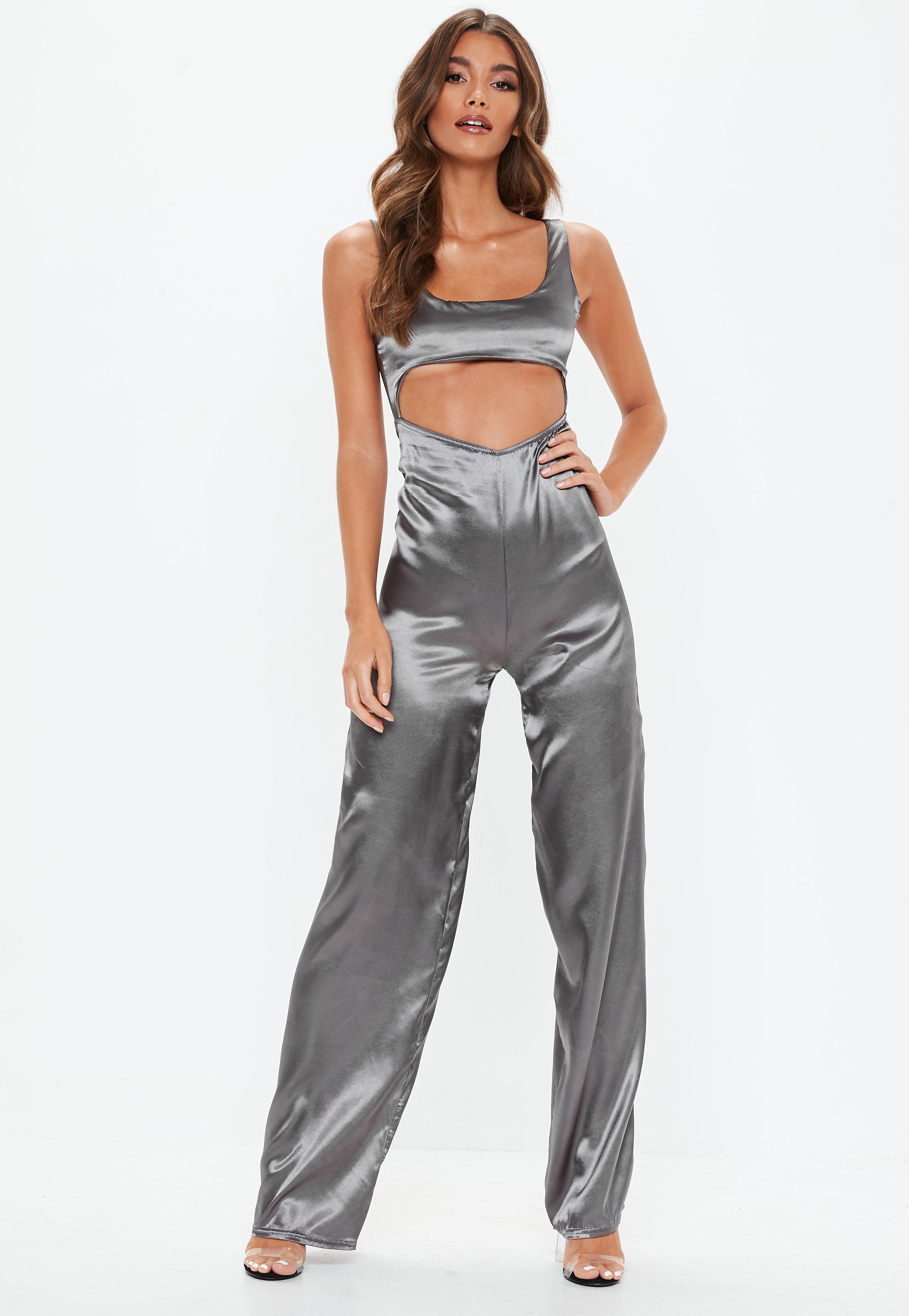 missguided satin jumpsuit