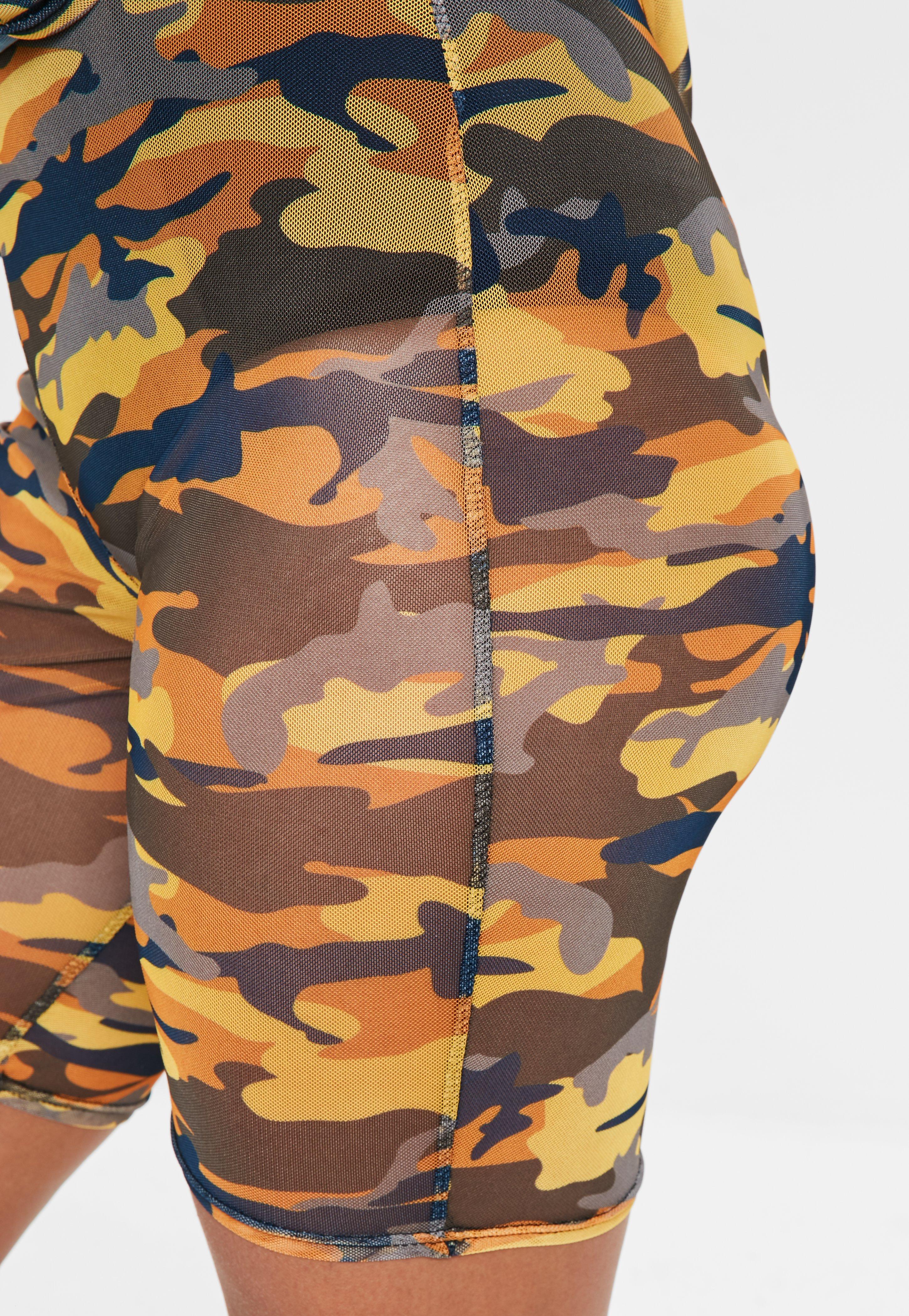orange camo cycling shorts