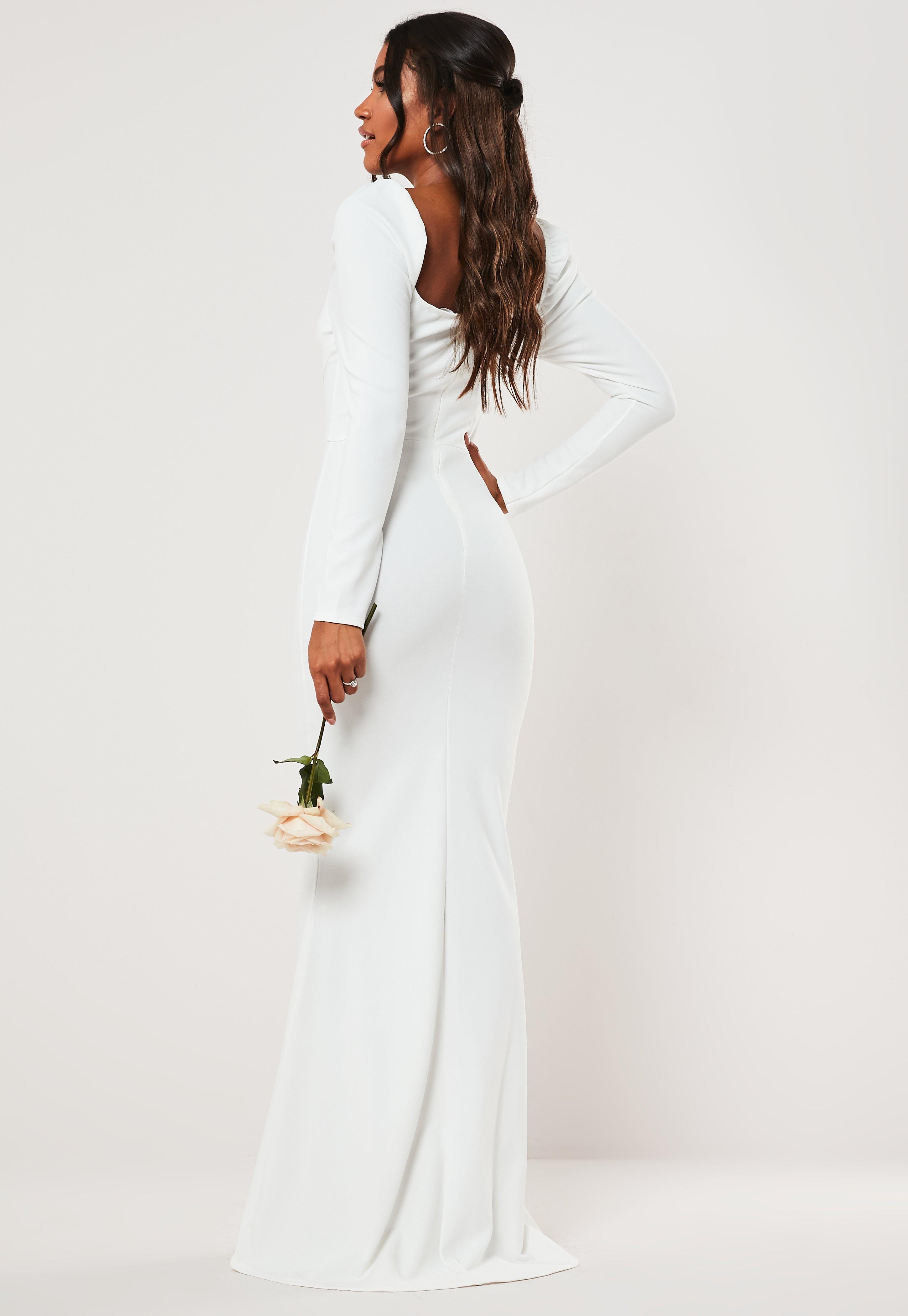 white fishtail maxi dress