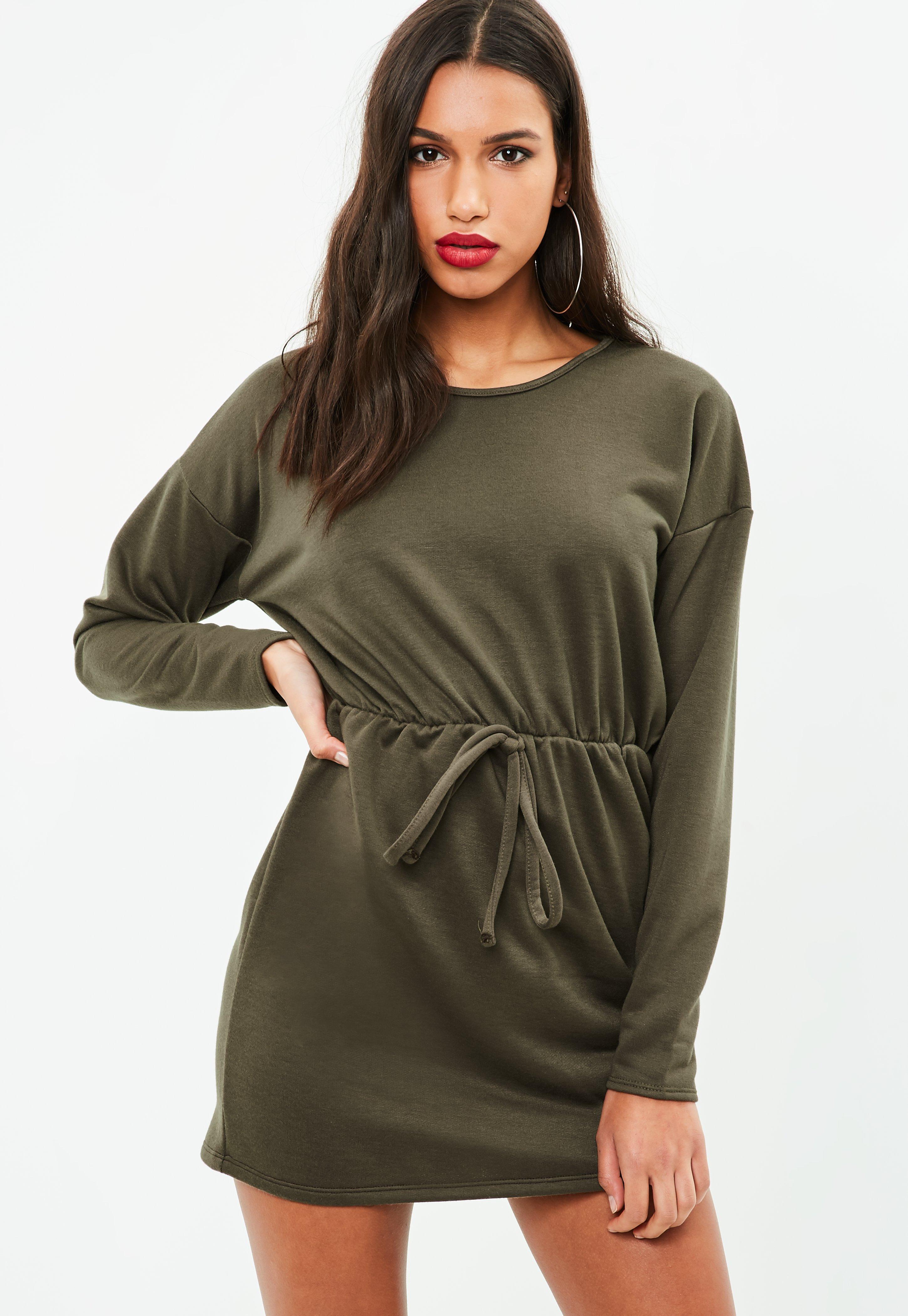 missguided tie waist sweater dress