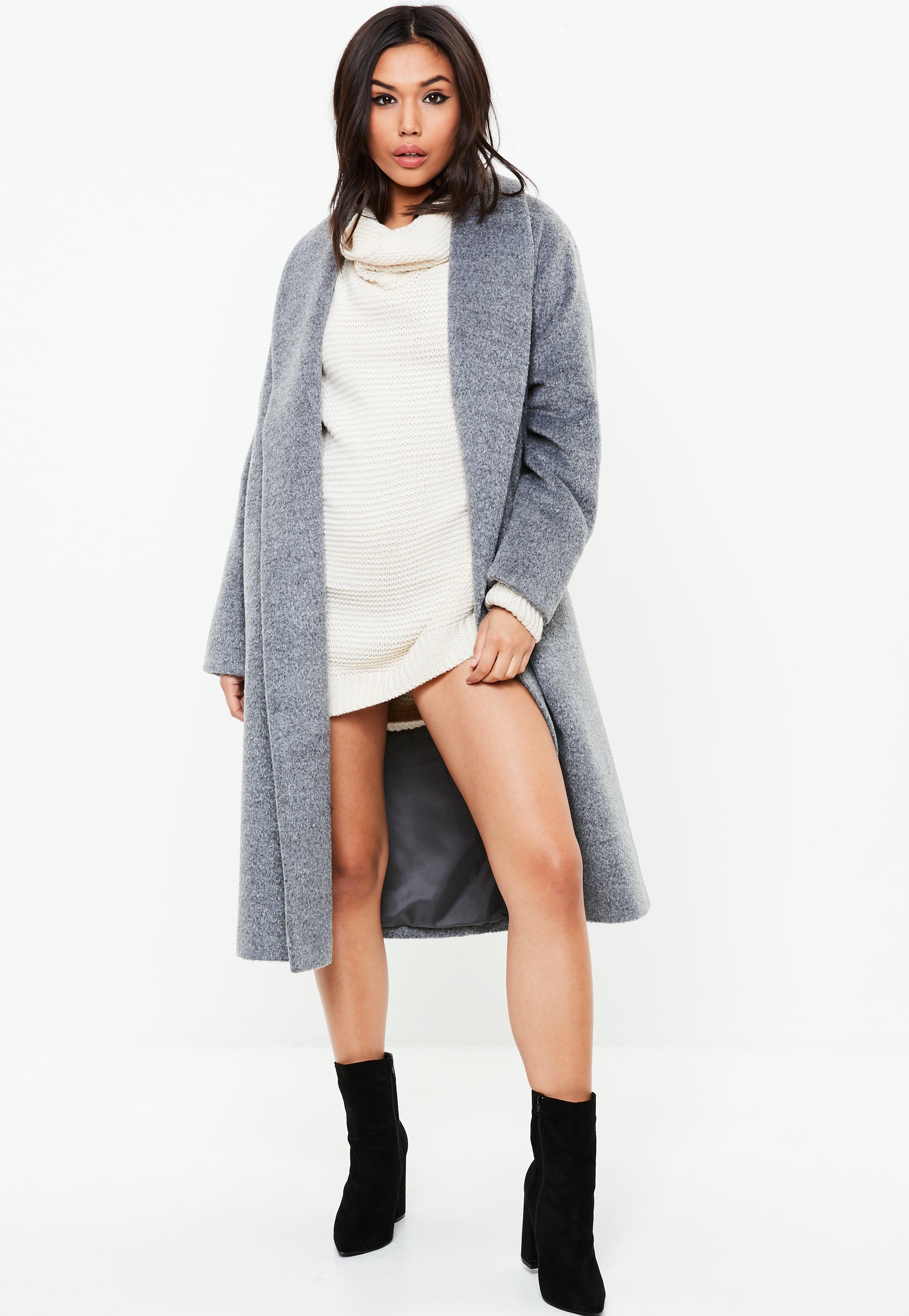 grey midi coat
