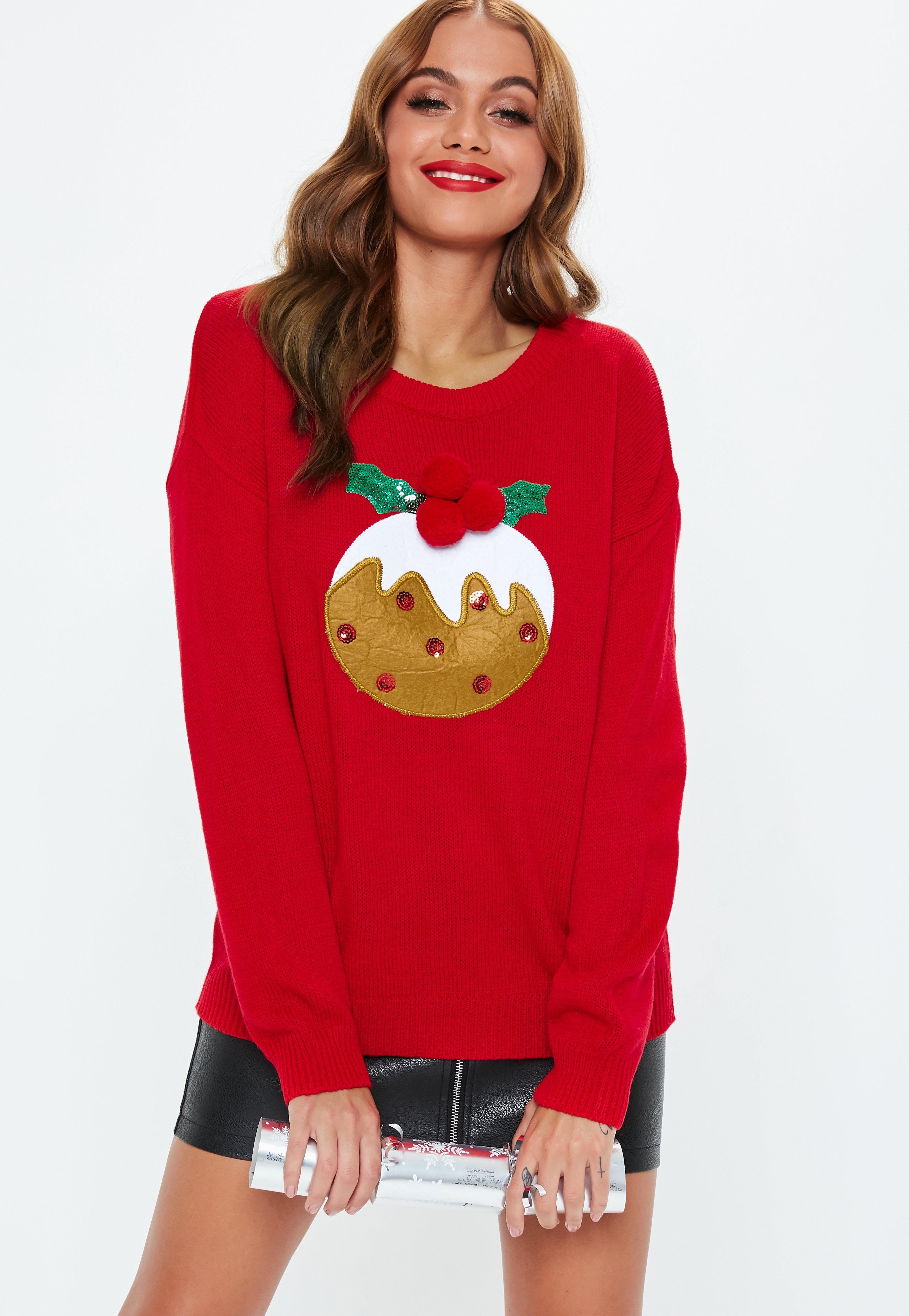 Missguided Synthetic Red Christmas Pudding Knitted Christmas Jumper - Lyst